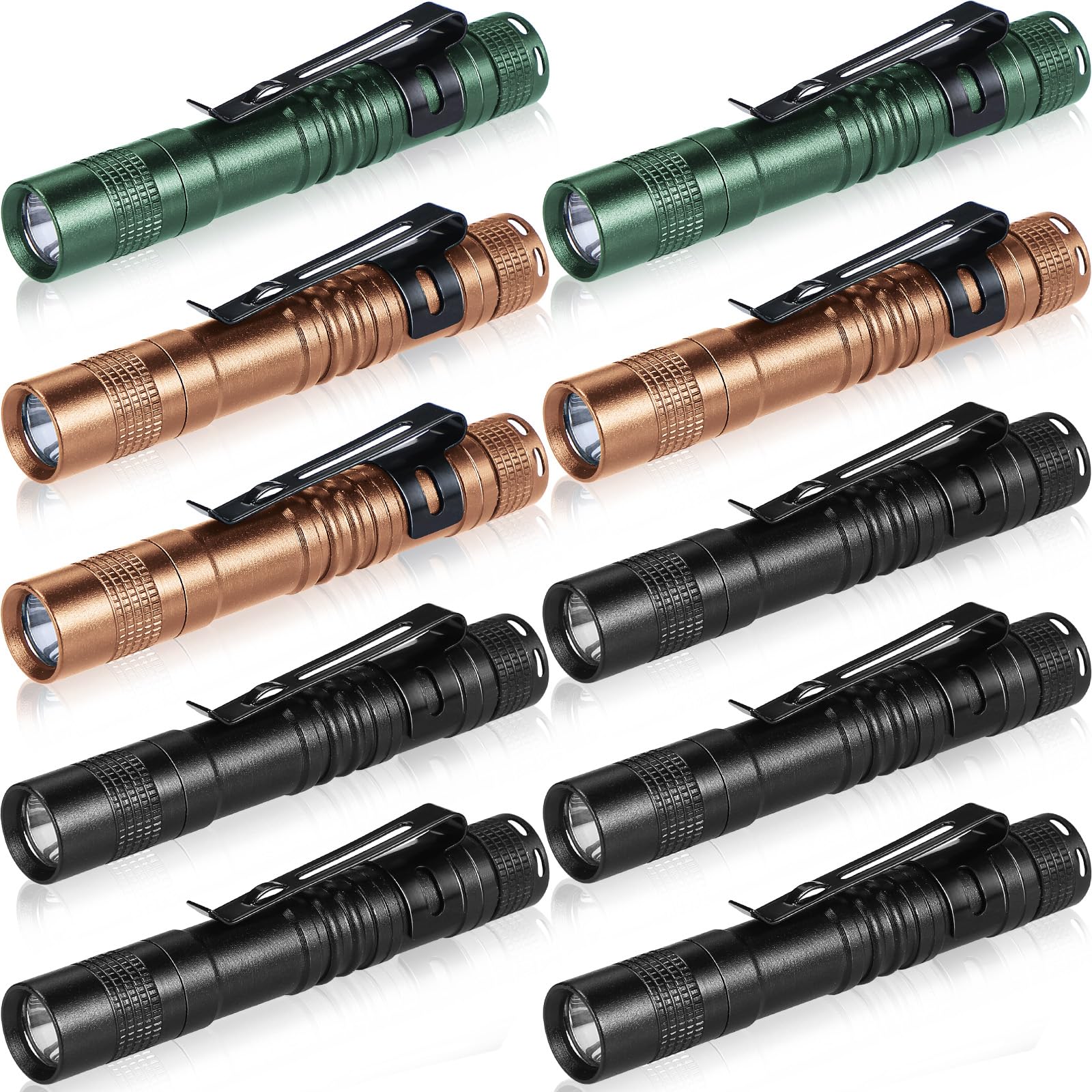 Hortsun 10 Pcs Mini Flashlight Bulk LED Pen with Pocket Small Flashlight with Clip for Outdoor Fathers Day Gift for Men(3.54 In