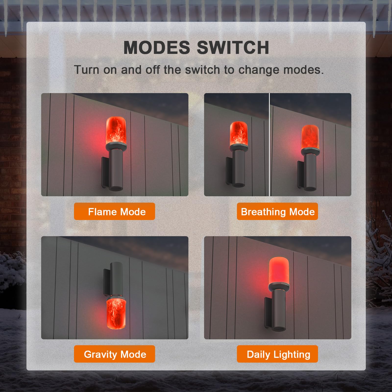 Hompavo ?Upgraded Led Flame Light Bulbs, 4-Mode Flickering Light Bulbs With Upside Down Effect, E26/E27 Flame Bulb For Halloween Christmas Party Indoor And Outdoor Home Decoration - 2 Red