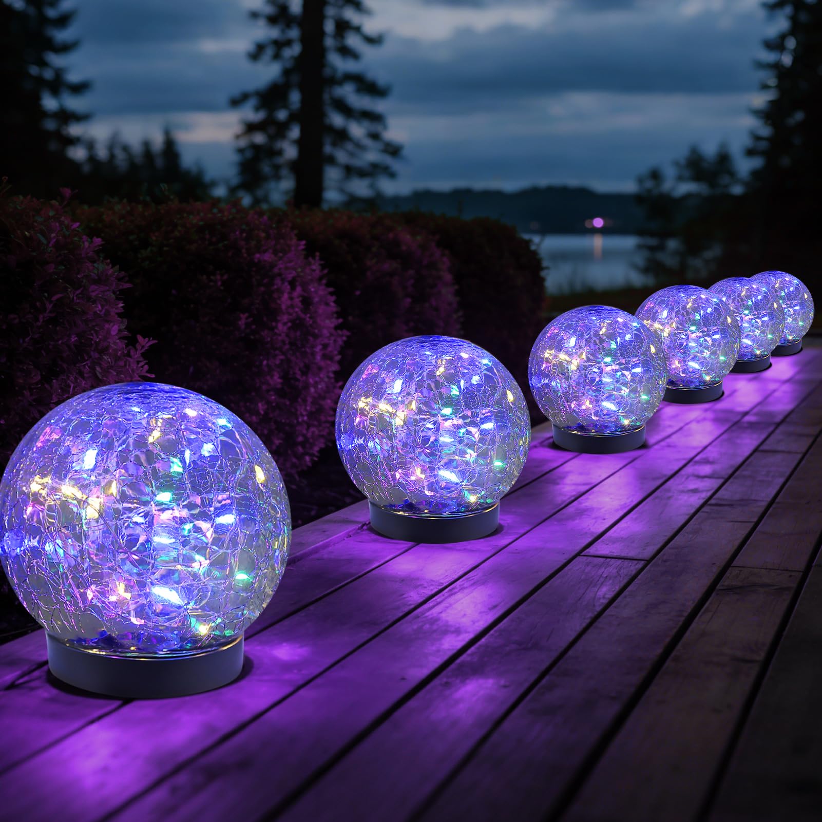 JKIMK Solar Globe Lights Outdoor Waterproof-Solar Balls Garden-Splited Glass Ball Solar Lights Outdoor-Solar Orbs Outside-Outdoor Decorations Patio & Yard Lawn Backyard Decor