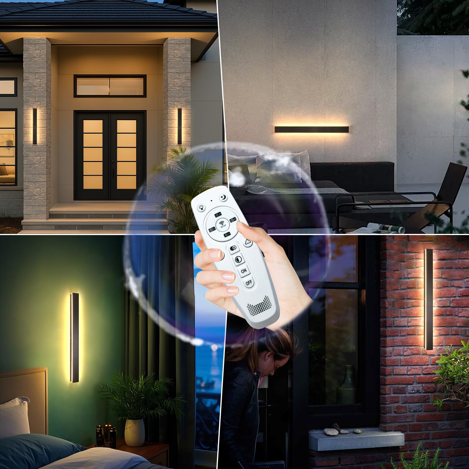 SJIGUANGZ Outdoor Wall Lights, 39 Inch Dimmable LED Sconce, IP65 Waterproof, 2 Pack, Metal, Model HX-WL002-L100-2R