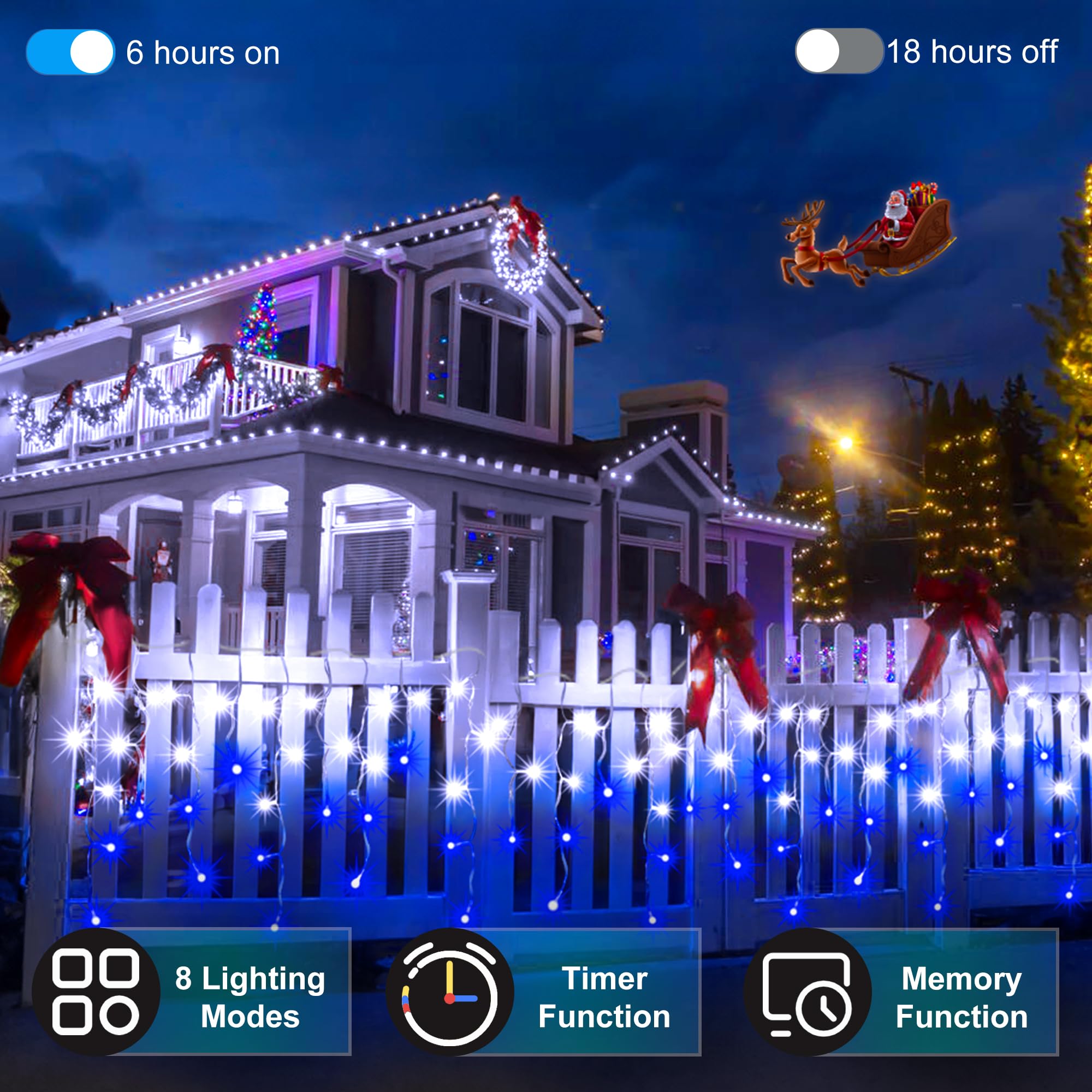 792 Led Christmas Outdoor Lights With 176 Drops, 82Ft Hanging Curtain Lights 8 Modes, Christmas Fairy Lighs With Timer & Memory