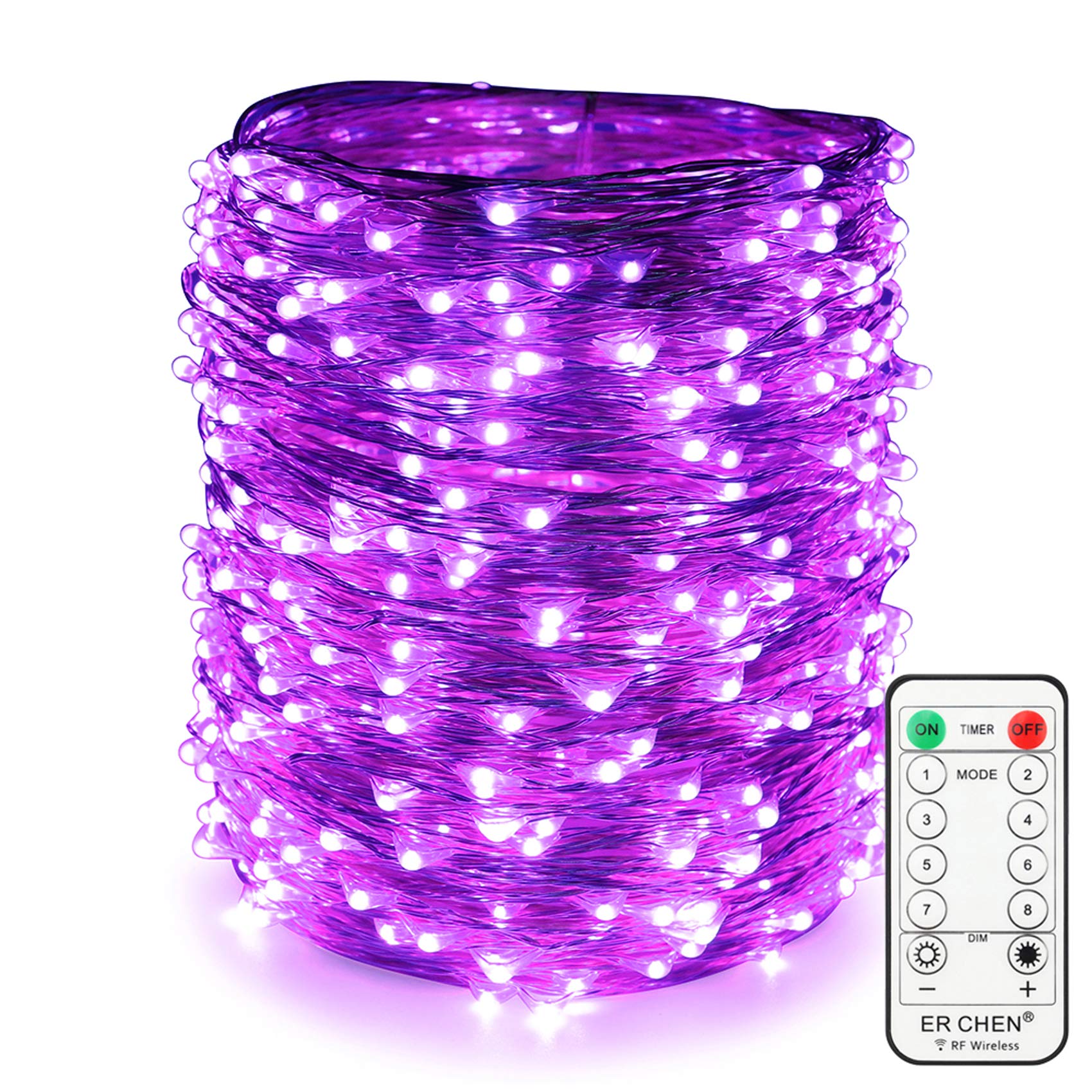 ER CHEN Dimmable Fairy Lights Plug in, 66ft 200 LED String Lights with Spool to Avoid Tangled, Waterproof Silvery Copper Wire Re