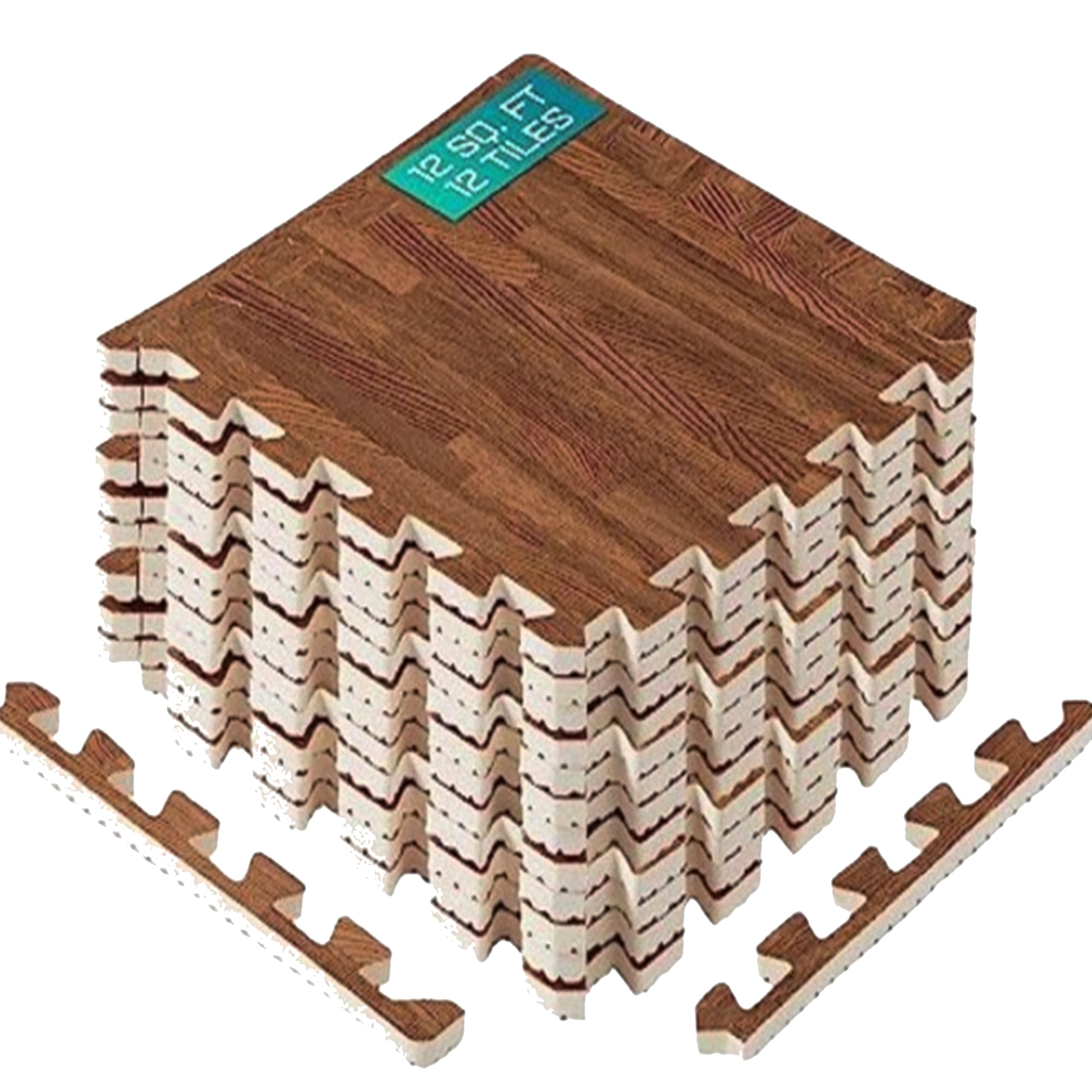 Yes4All EVA Interlocking Mats, Puzzle Floor Tiles, Foam Floor Padding with Border for Furniture, Home Space, Living Room, Garage