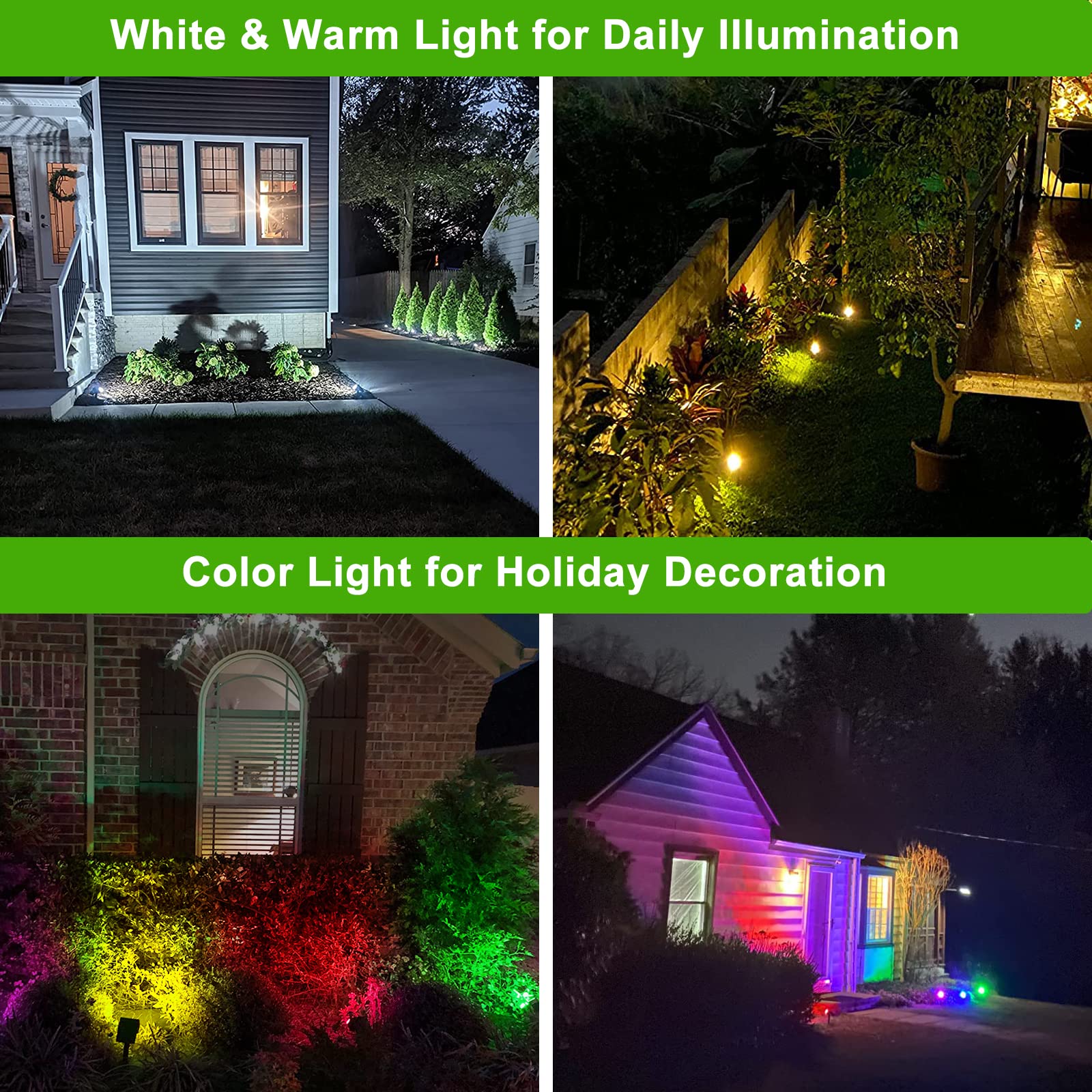 Lansow Color Changing Solar Spot Lights, 7 Modes, 4 Pack, Waterproof Landscape Flood Lights