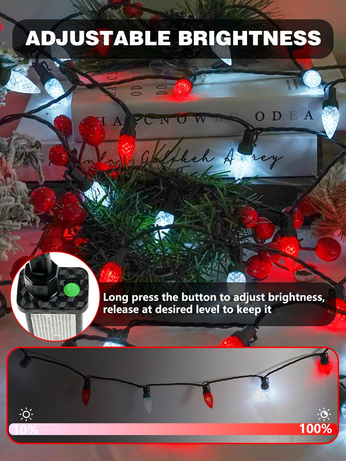 2 Pack C6 Christmas Lights Outdoor Indoor  Total 200 Led 66 Ft Connectable Christmas String Lights With Timer & 13 Modes  Waterproof Twinkle Light For Xmas Tree Party Yards Decorations (Red And White)