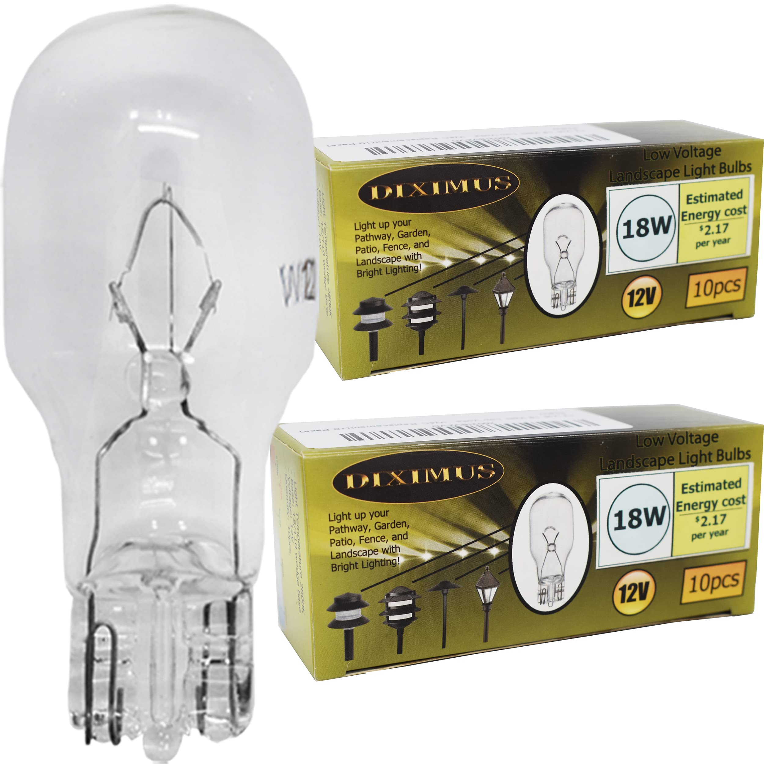 Diximus 12 Volt 18 Watt Low Voltage T5 T10 Landscape Bulb - Landscape Light Bulbs - Low Voltage Landscape Light Bulbs Incandesce