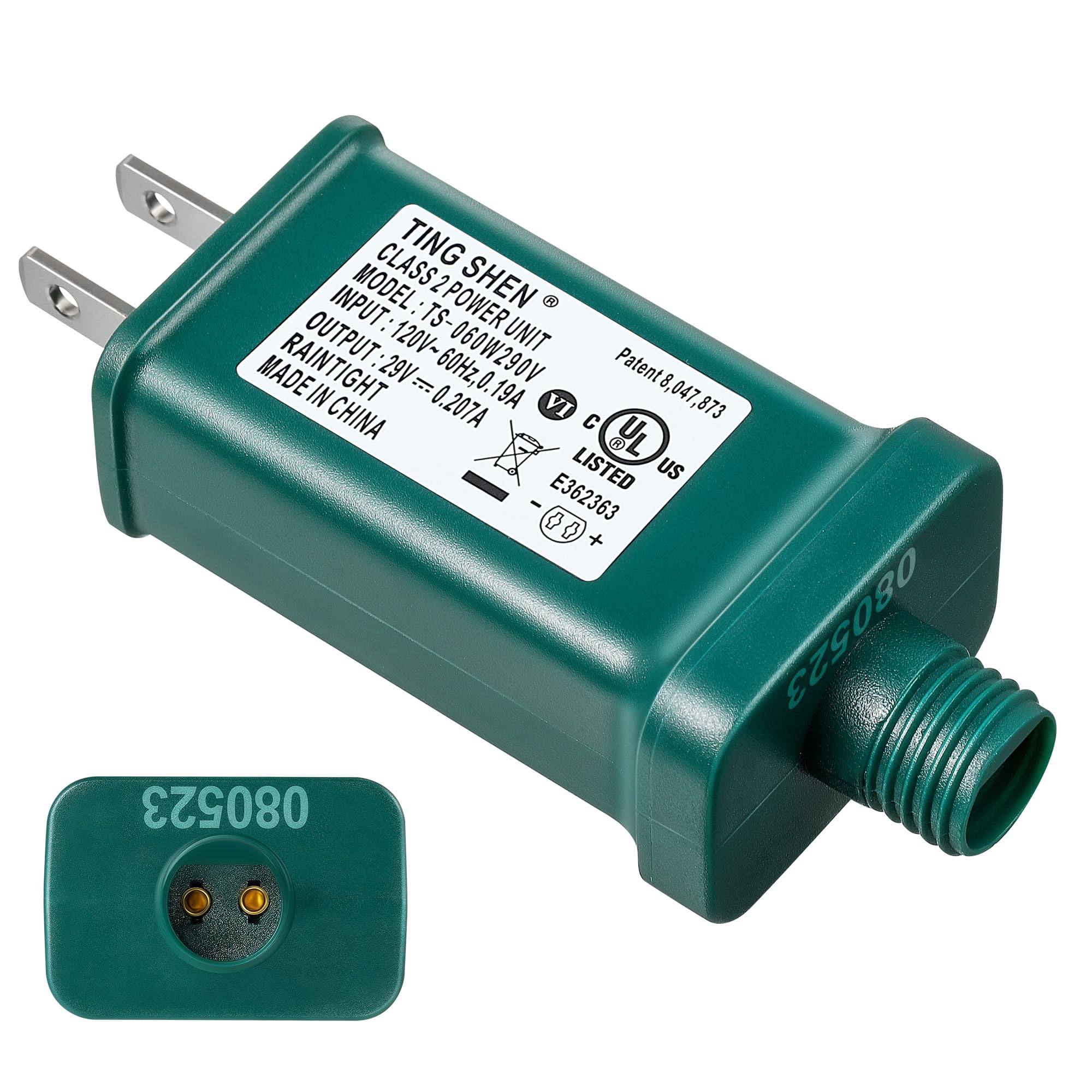 Enhon 29V LED Power Supply Transformer, UL Certified, Low Voltage US Plug Adapter, Model TS-13W29V, Green