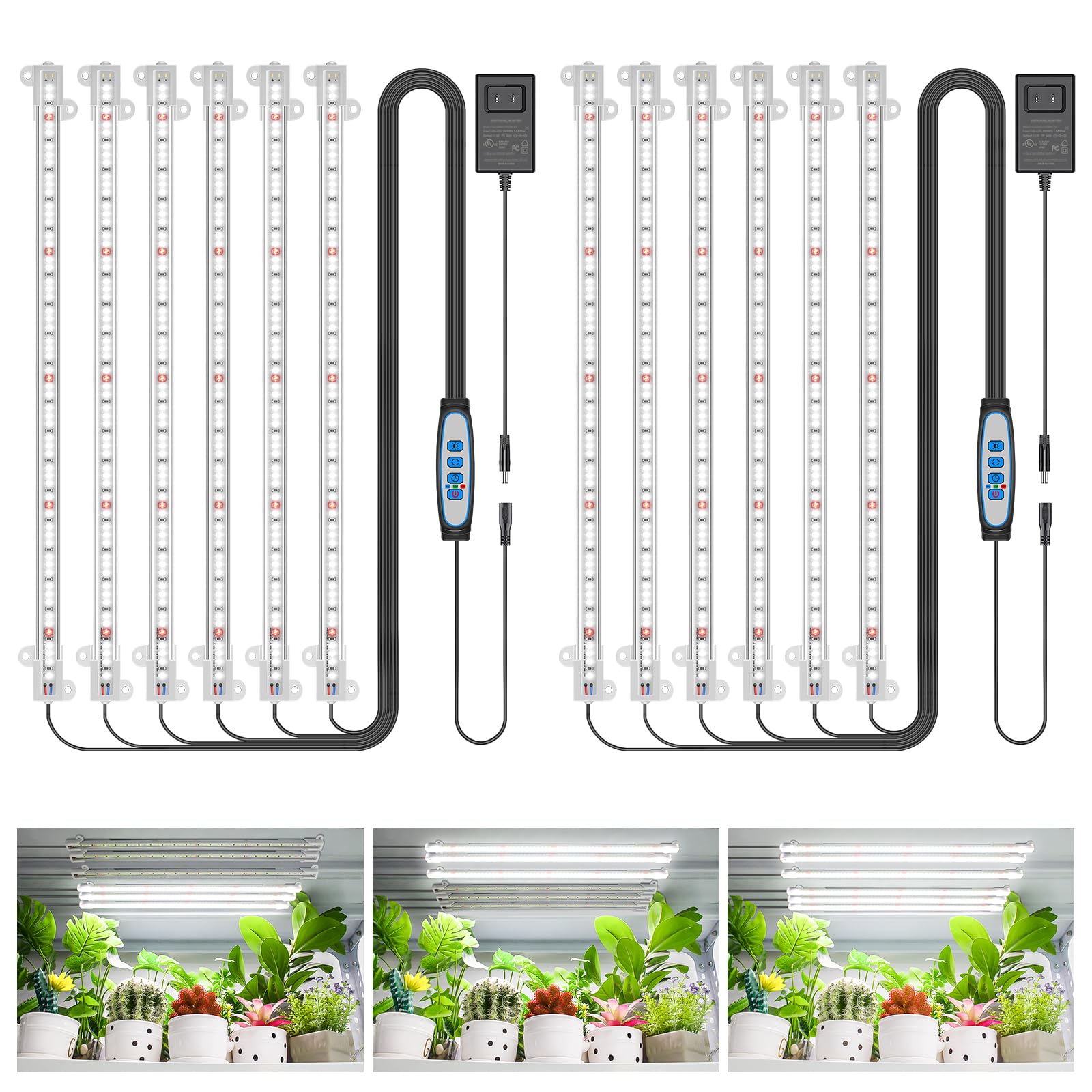 Wiaxulay Grow Light  360 LEDs Full Spectrum Plant Light for Indoor Plants  6 Bars/16 in Grow Light Band with Auto Timer 6/12/16 Hrs  3 Switch Modes  5 Dimmable Levels for Green House Hydroponics