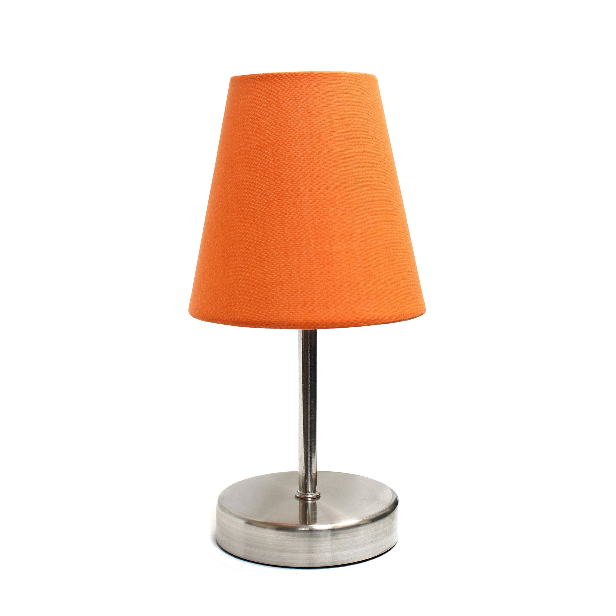 Simple Designs Lt2013-Org Mini Table Lamp, Orange Fabric Shade, Metal, 10.5 X 4.92 X 4.92 Inches
