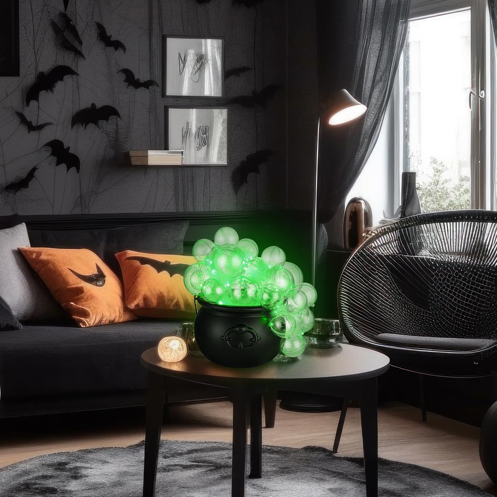 Wenqik Halloween Bubble Cauldron DIY Set, 33 Pcs with 30 Clear Plastic Balls, Green, Model SIX-Wenqik-39