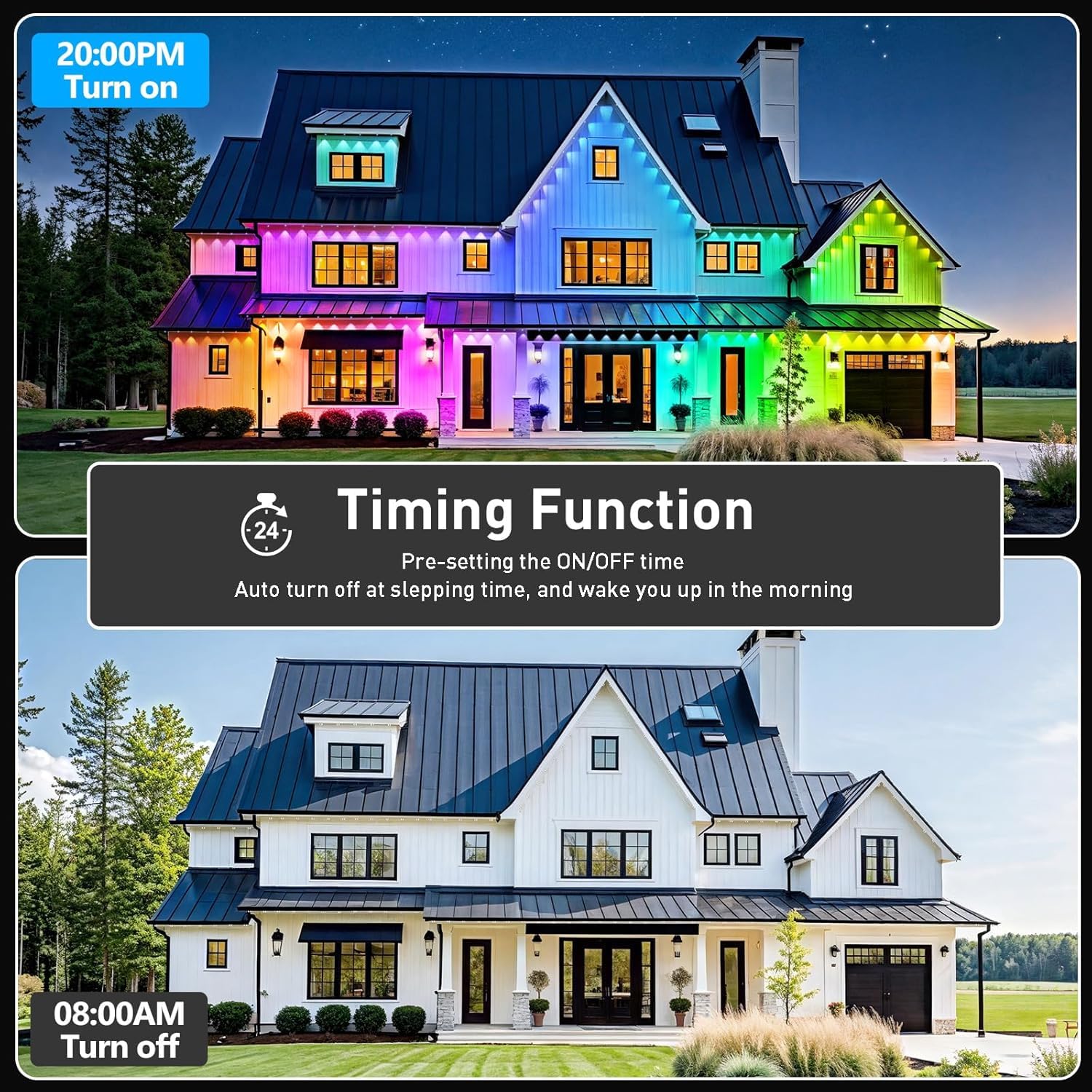 Letianpai 500Ft Permanent Outdoor Lights Rgb Eaves Lights With App Control Remote Diy Scene Modes Ip67 Waterproof Outdoors Under Eave Lighting Outdoor Light For Garden Decor