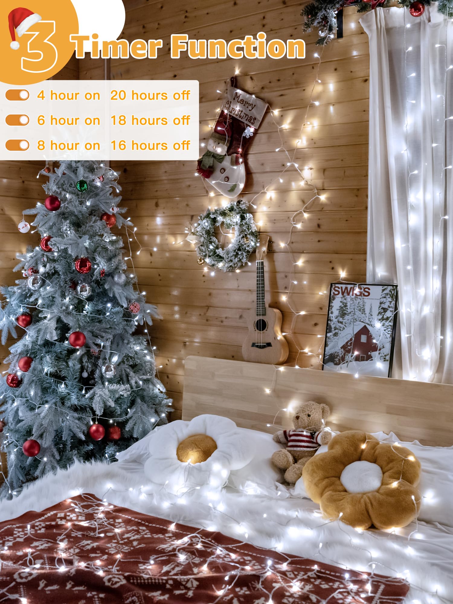 Guhope Christmas Lights 600Led 98Ft, Waterproof Outdoor String Lights With Remote And Timer, 8 Modes Dimmable Fairy Lights For I