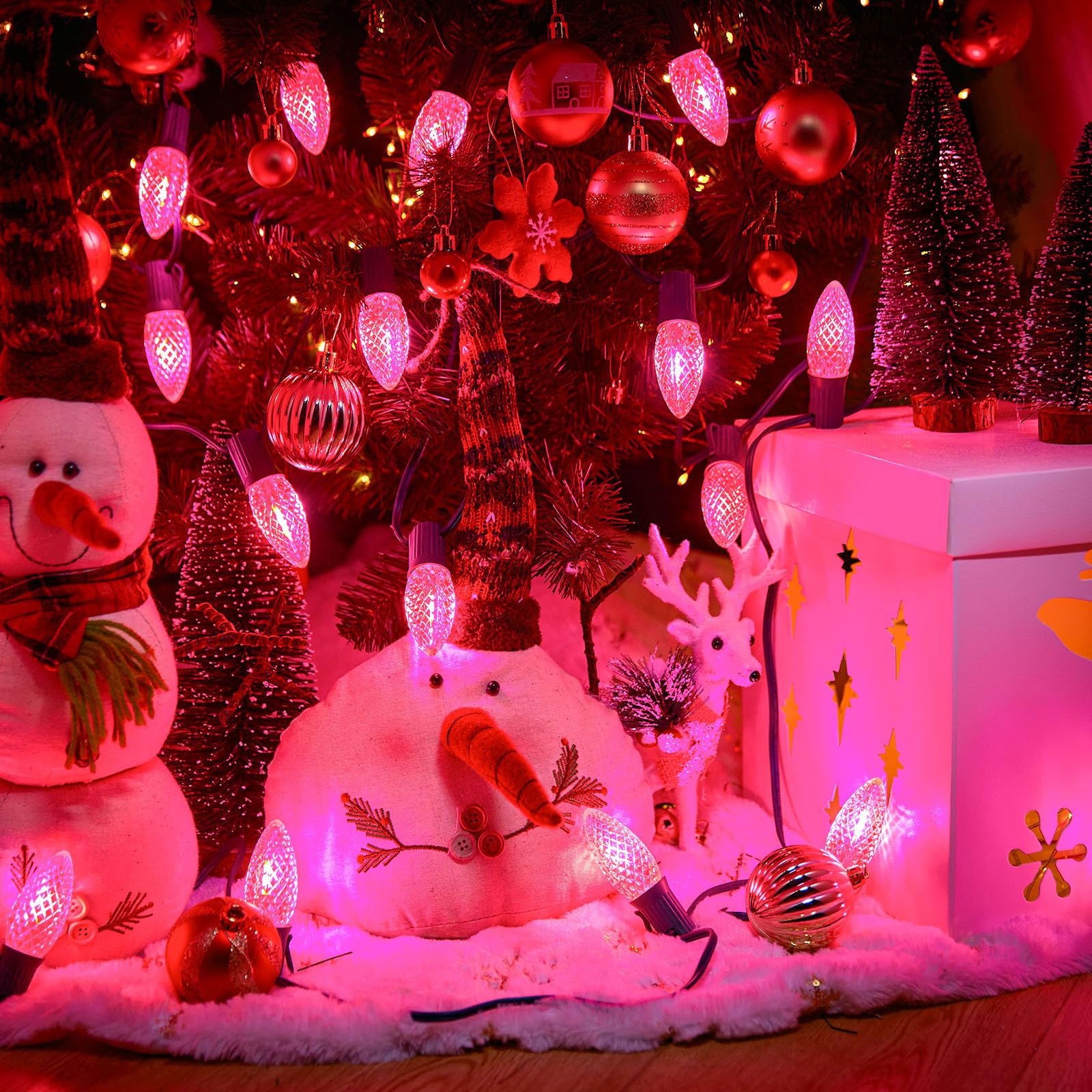 C7 Pink Christmas Led Replacement Light Bulb  C7 Shatterproof Replacement Bulbs For Outdoor Indoor String Lights  E12 Candelabra Base Pink Christmas Bulb For Xmas Holiday House Lighting Decoration