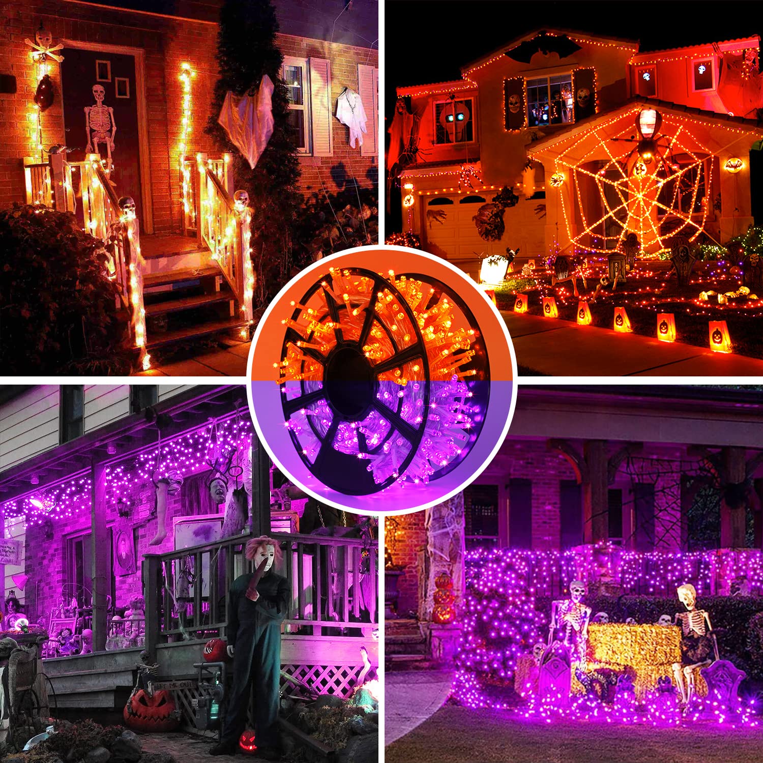 Jmexsuss 500 Led Orange And Purple Halloween Lights, 163Ft Color Changing String Lights With Remote, Waterproof Halloween Tree L