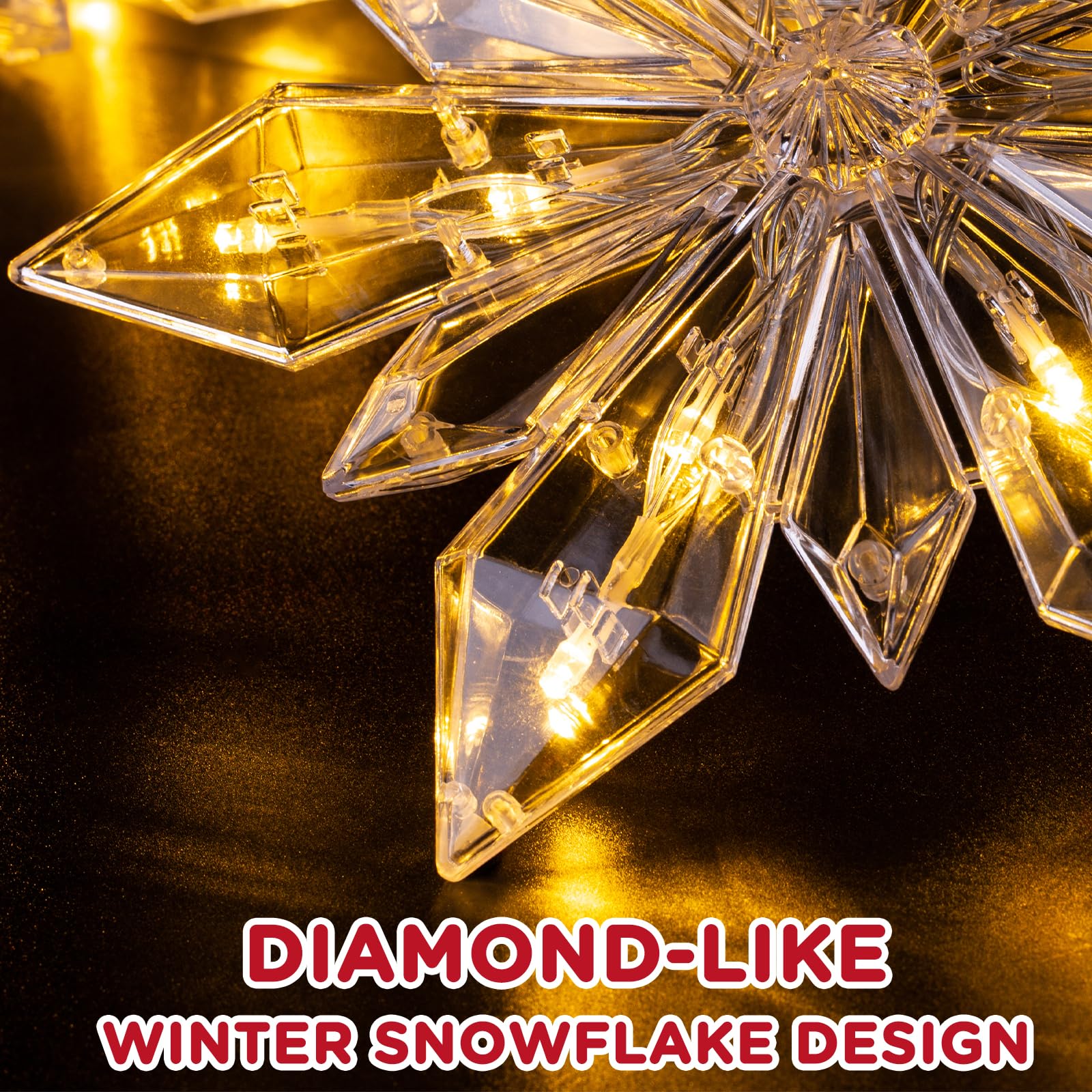 Marchpower Christmas Snowflake Window Lights, 3Pack 36Led Battery Powered Christmas Window Lights, Waterproof Snowflake Curtain Lights With Timer & 8 Modes For Indoor Outdoor Xmas Decor