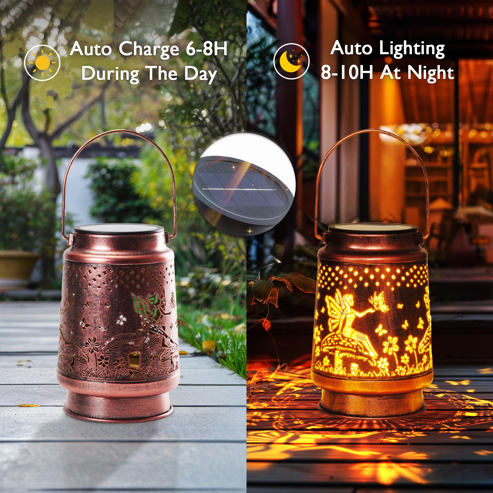 Homemory Christmas Gifts For Women Mom Grandma  Solar Lanterns Fairy Lights Outdoor Waterproof Garden Decor  Led Hanging Solar Lights For Yard  Patio  Backyard  Porch  Lawn