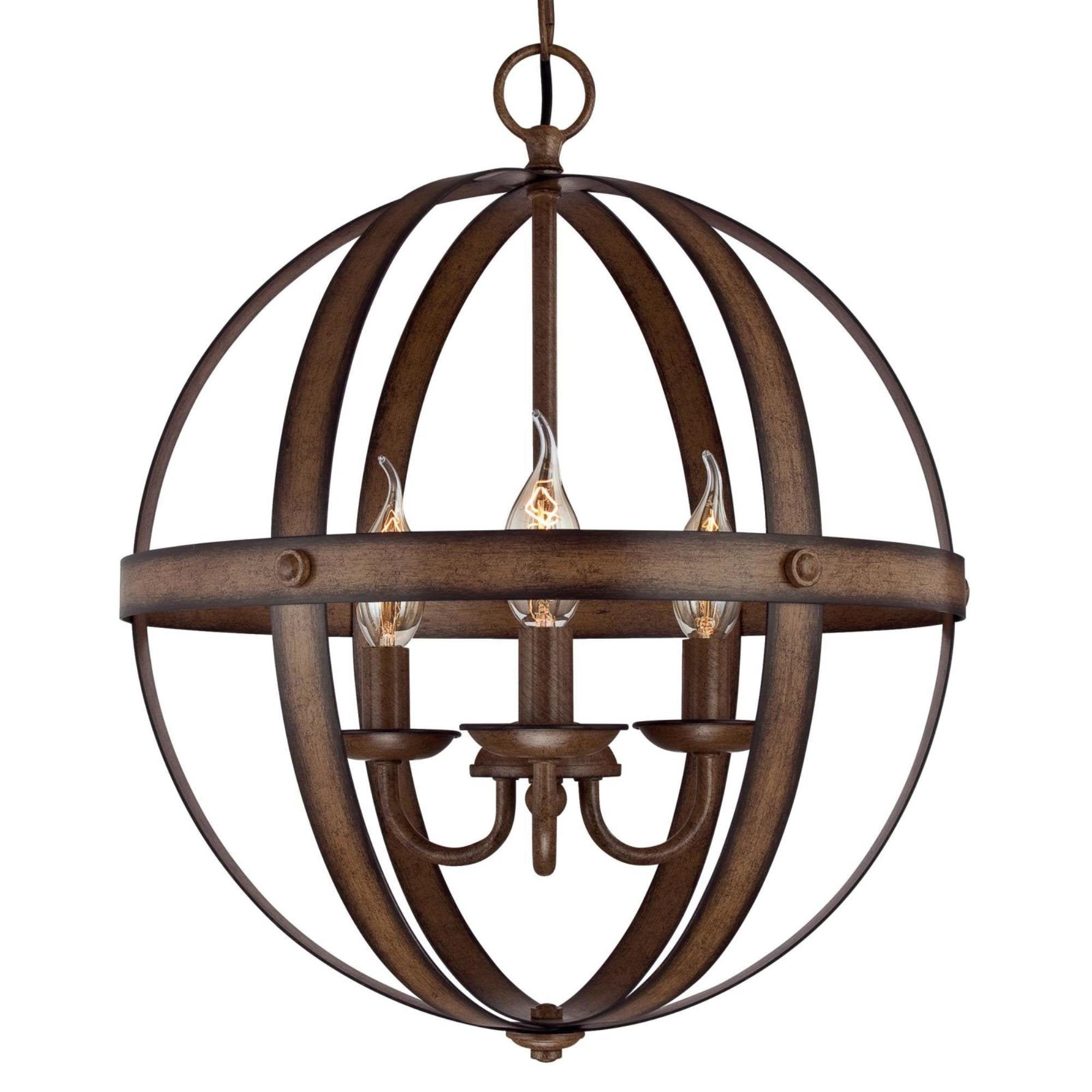 Westinghouse Three-Light Pendant, Barnwood, Metal, Model 6353600