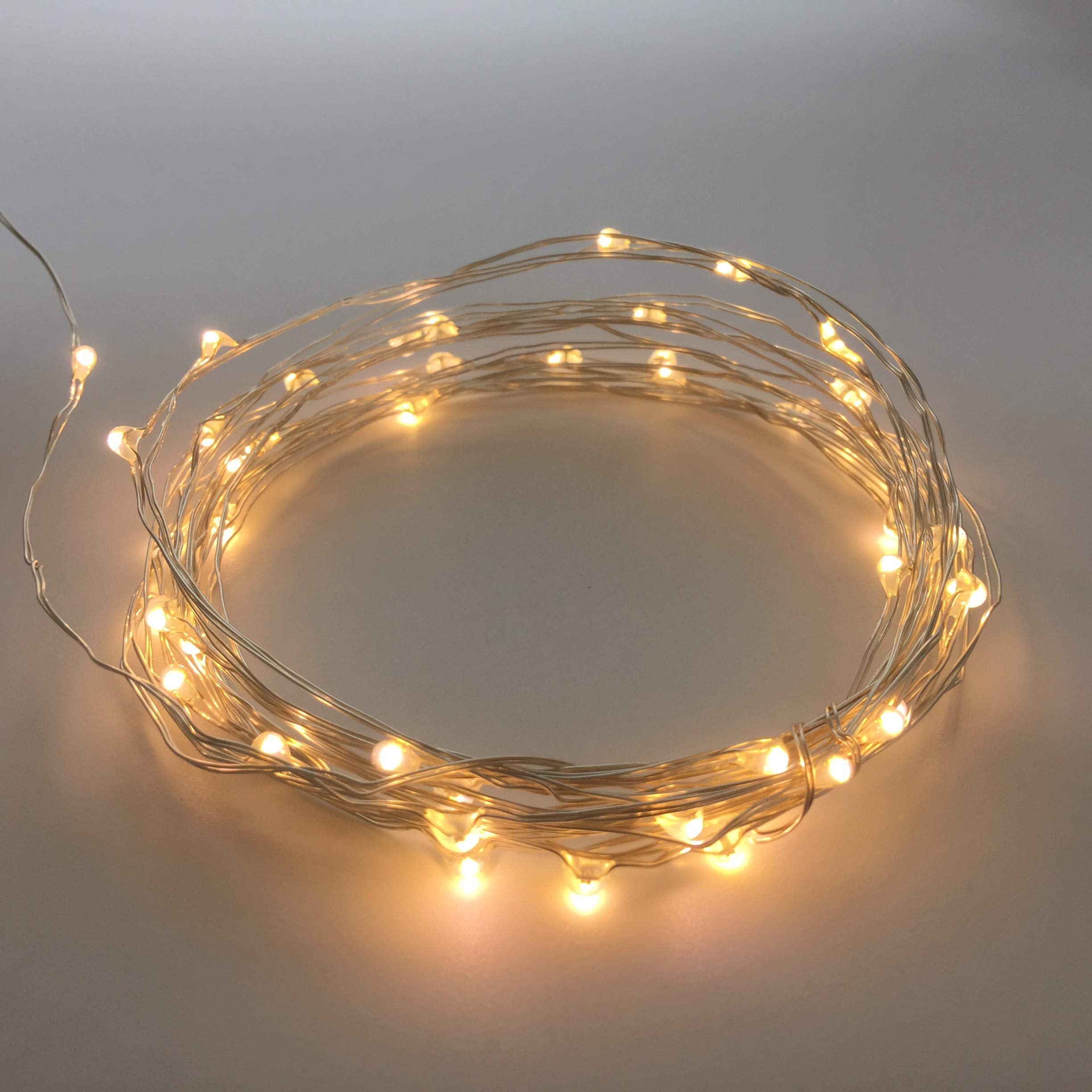 yongzhenlite Mini LED Fairy Lights Set of 2, 30 Warm White LEDs, 10 Ft Silver Wire with Timer, Model 4c2d2629-d8b4-