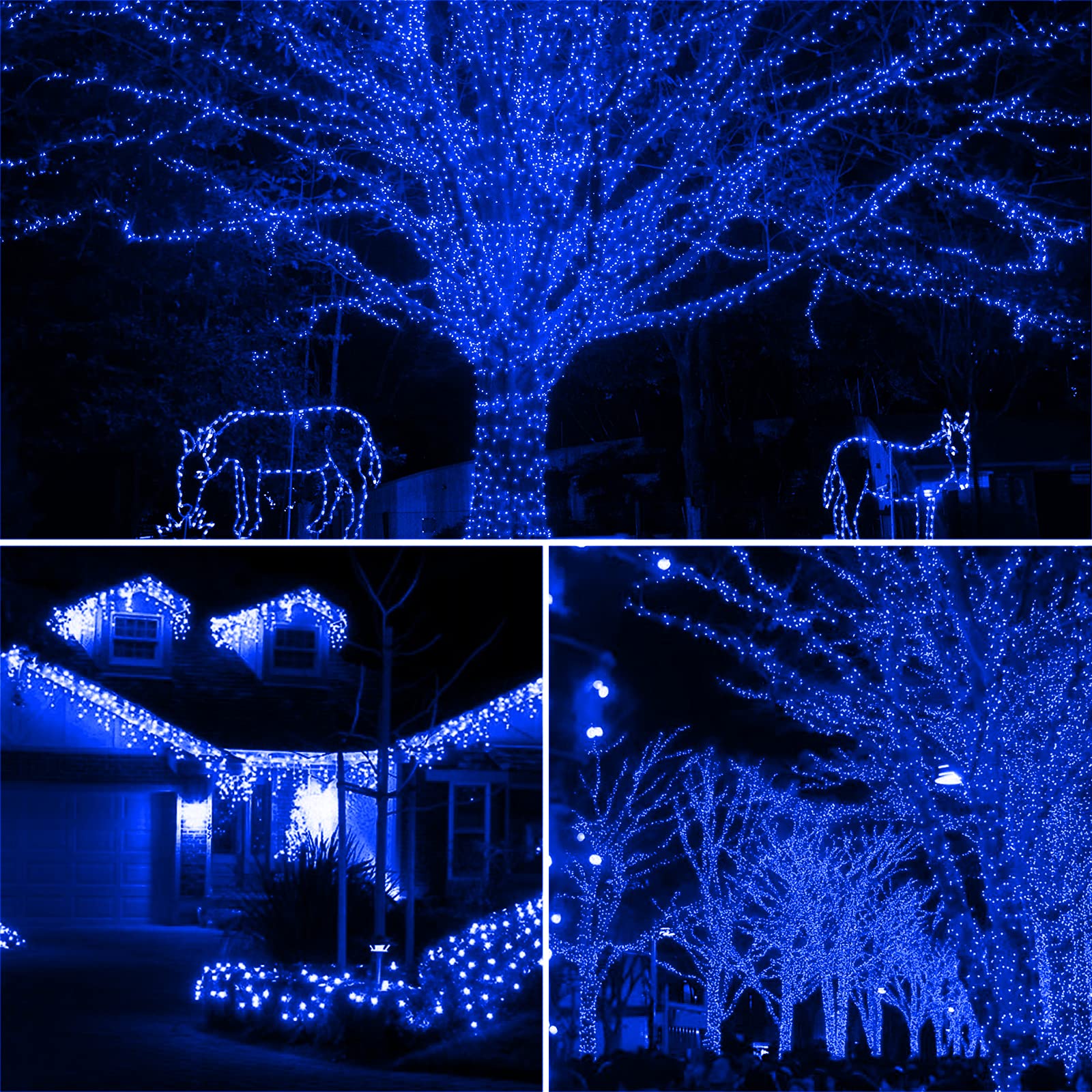 Xtf2015 105Ft 300 Led Christmas String Lights, Blue, Ul Certified, 8 Modes, Indoor/Outdoor, Model Ql300Ae
