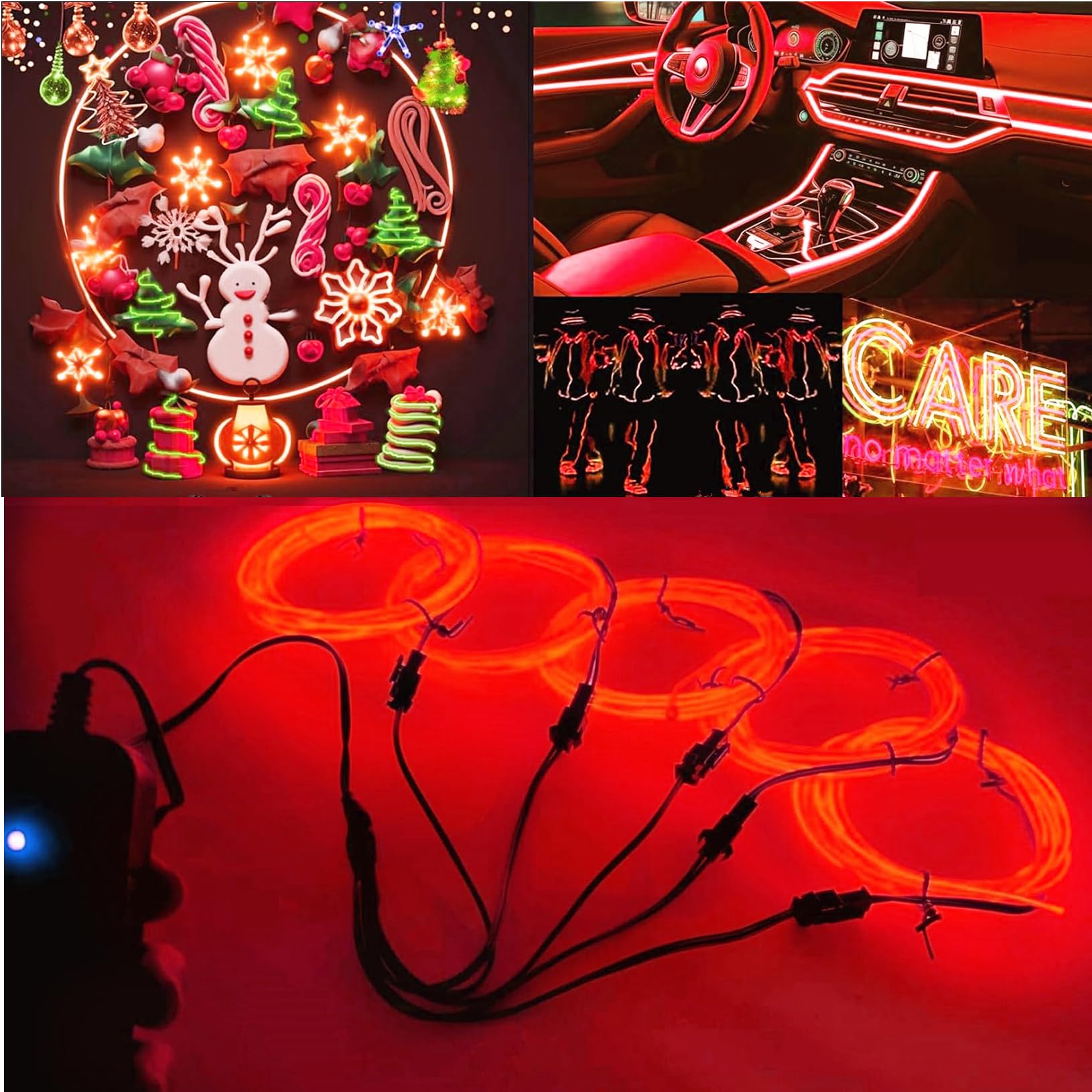 Ourbest Neon Strip Light Wire, 5-Pack 30Ft, 3 Modes, Plastic, Red, Model ELRED