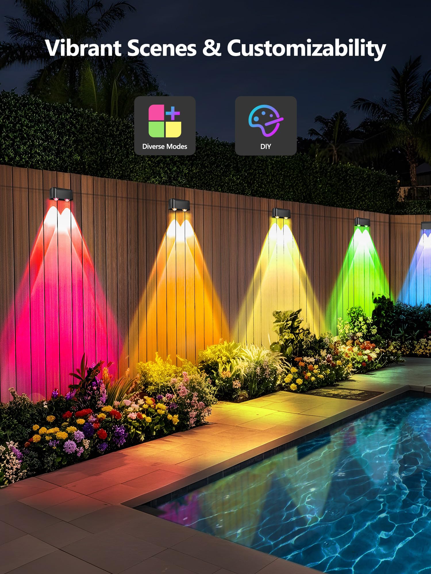 Brizled Smart Outdoor Fence Lights  12 Lamps Tunable White + Rgb Deck Lights App Controlled Compatible With Alexa & Google Home  Music Sync Fence Outdoor Lighting For Garden Backyard Yard Home Decor