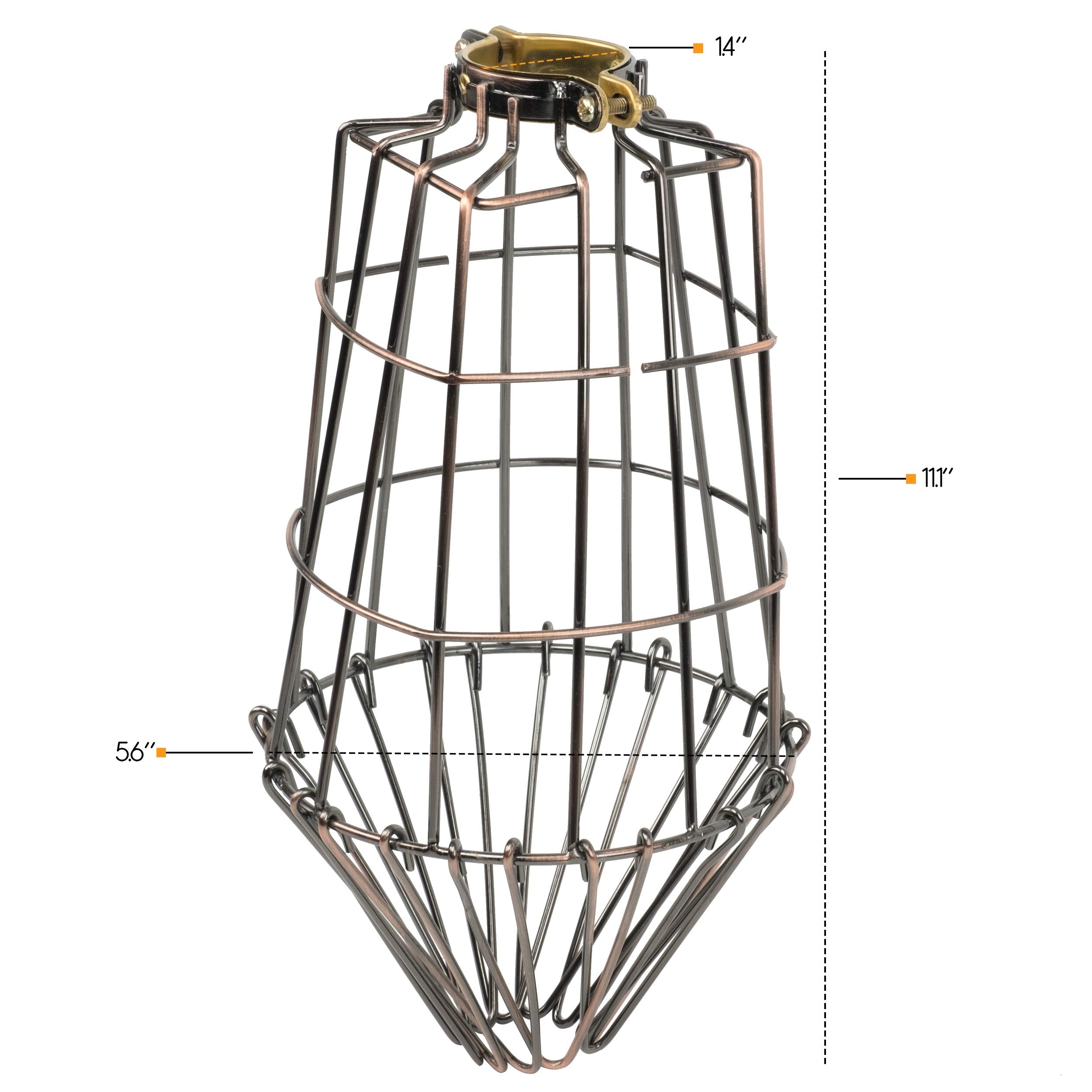 Rustic State Pendant Lamp Light Cage Guard, Metal Wire, Bronze, Model 092