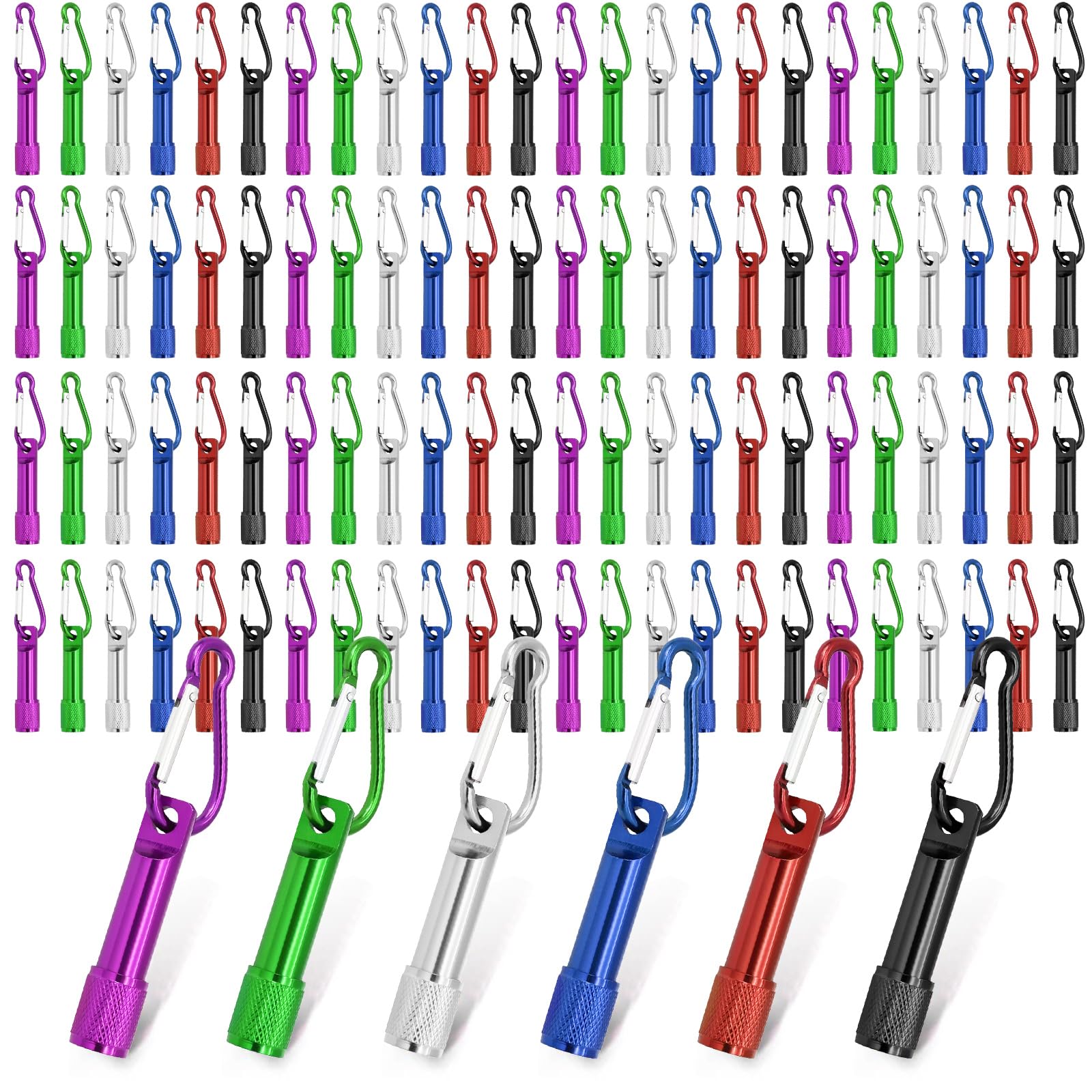 CZBRO 120Pcs Mini Keychain Flashlights Bulk  Ultra-Bright LED Metal Carabiner Clip Lights Compact Emergency Lights for Camping  Hiking  Cycling  Survival Kits (120)