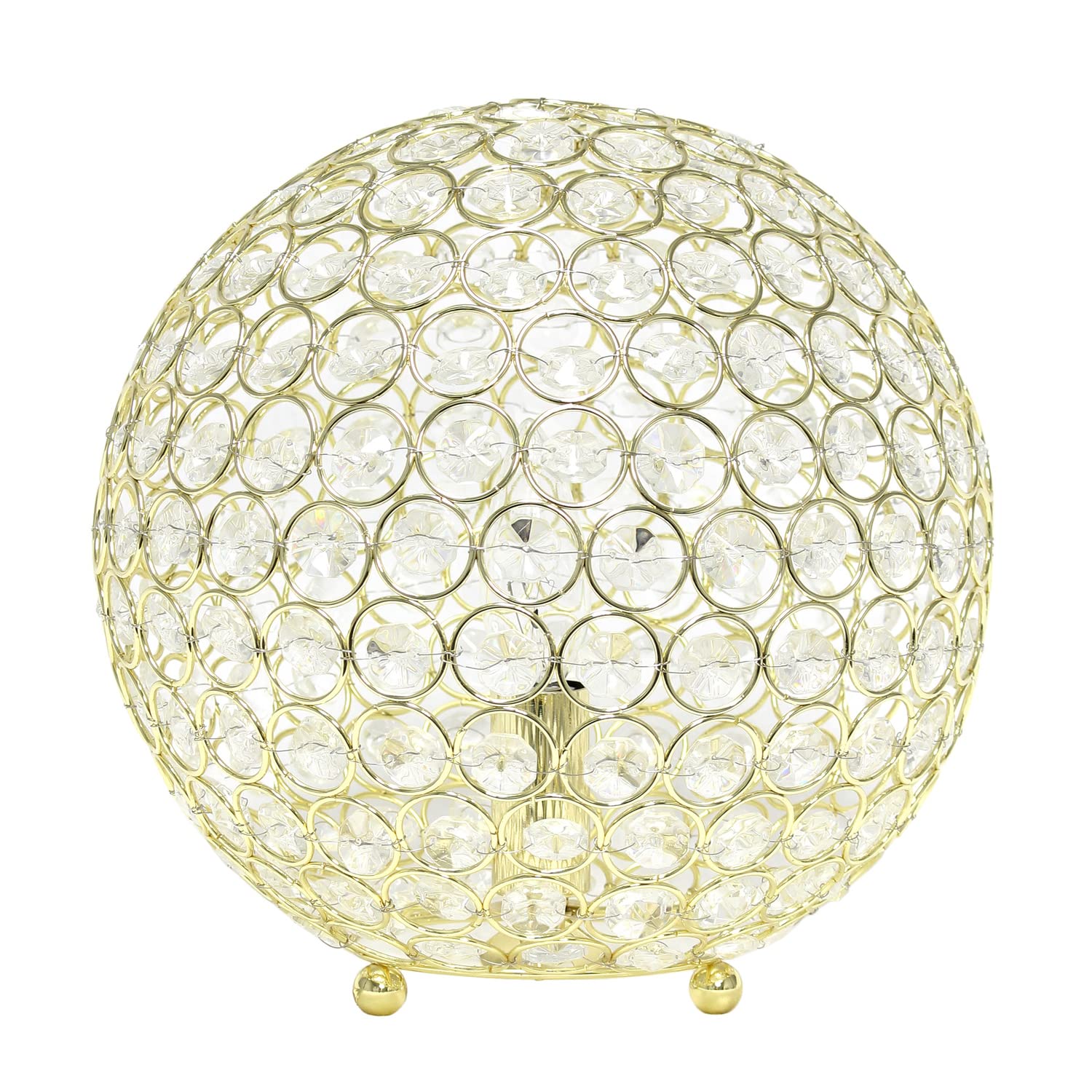 LALIA HOME Elipse Table Lamp, 10in Crystal, Gold, Model LHT-3013, for Living Room, Bedroom, Office, Home Décor