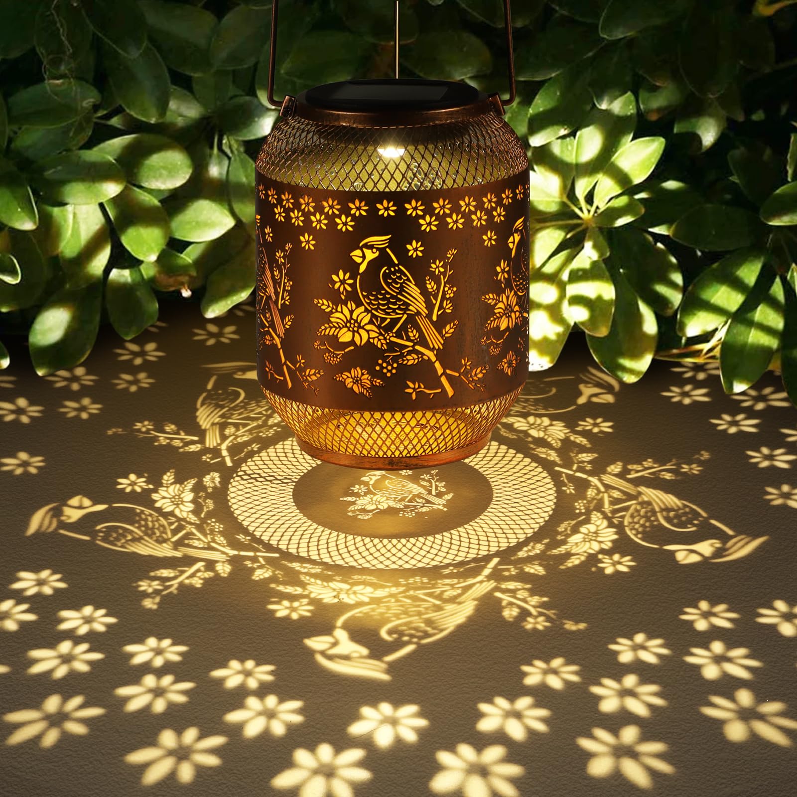 2 Pack Solar Lanterns Outdoor Hanging Cardinal Garden Decorative Christmas Lantern Birthdays Gifts For Women Mom Grandma Metal W