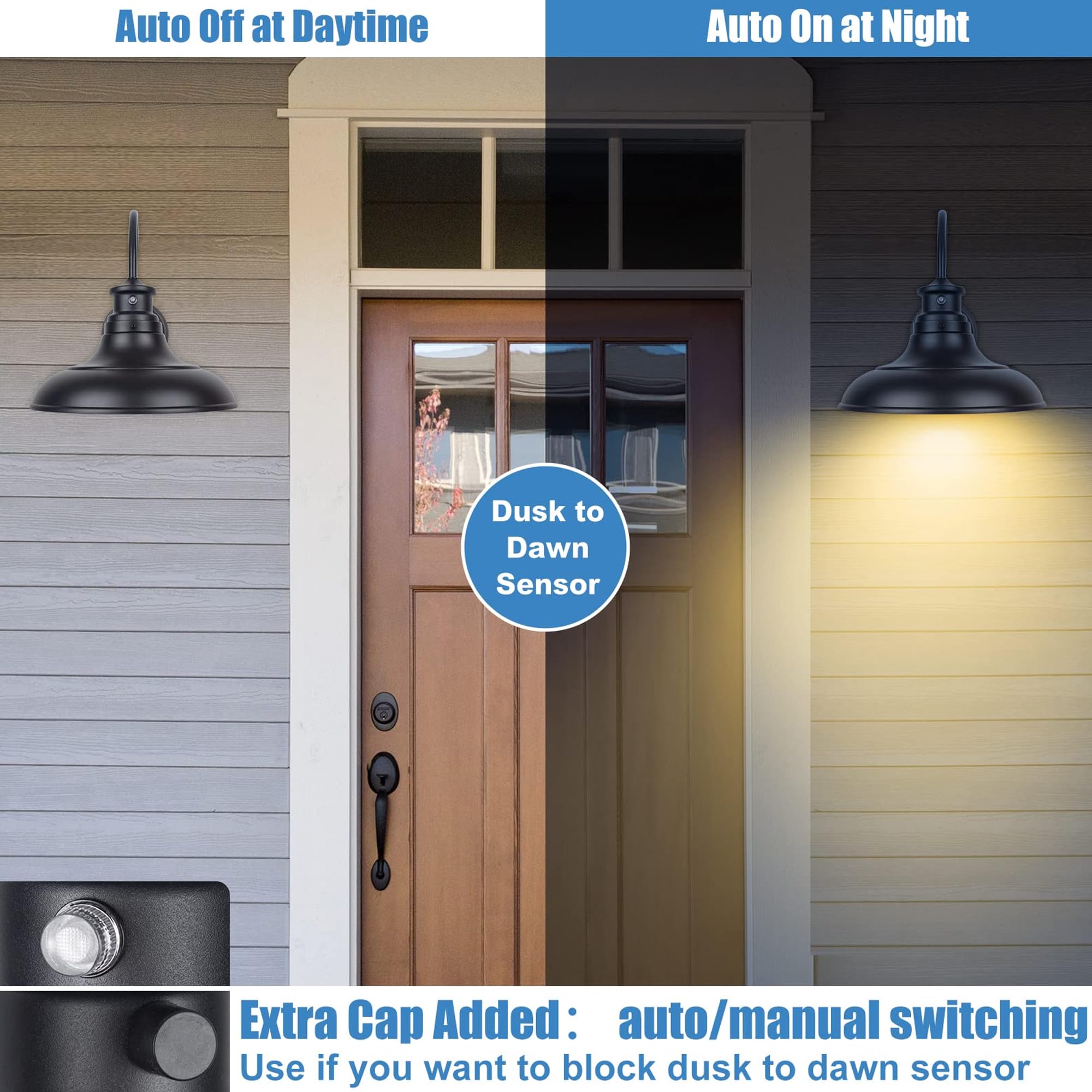 Yolsunes Dusk To Dawn Led Barn Lights - 2 Pack Gooseneck Black Exterior Wall Mount Fixtures