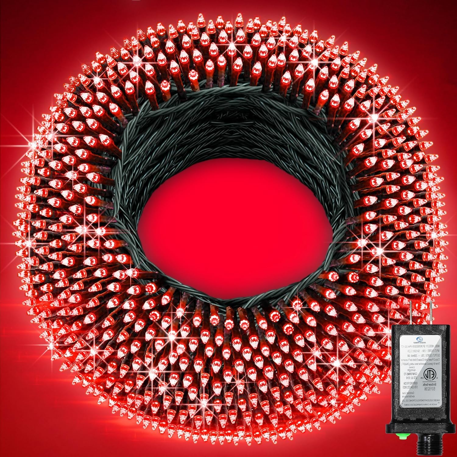 1500 Led 470Ft Christmas String Lights Outdoor  12 Pro Modes And Timer Memory & Brightness  Plug In Waterproof Dark Green Wire Twinkle Light For For Xmas Yard Tree Wedding Party Decor (Red)