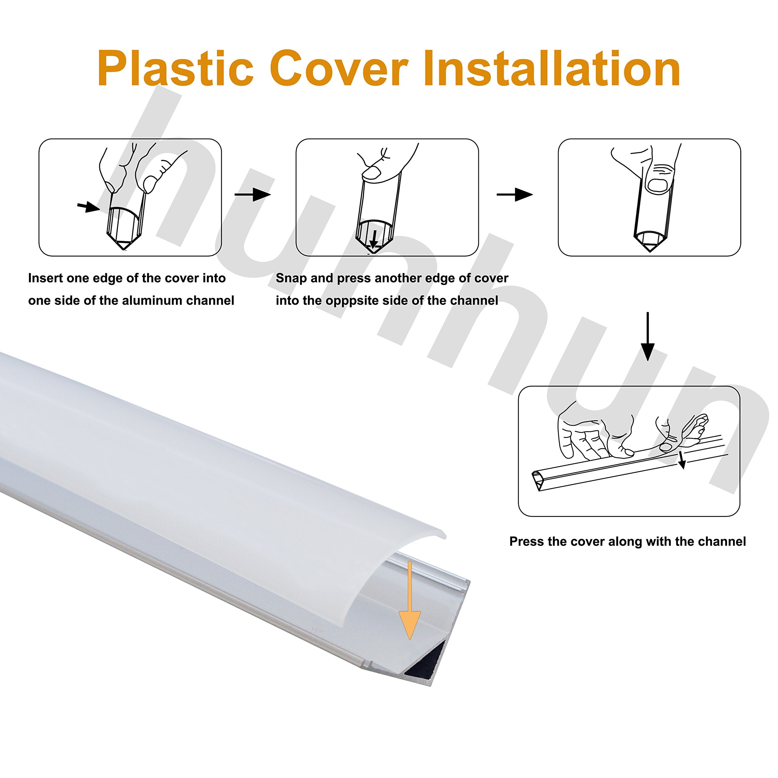hunhun 20-Pack V Shape LED Aluminum Channel, 3.3ft, Silver, Includes Milky Cover, End Caps & Mounting Clips, Model CH-01-6