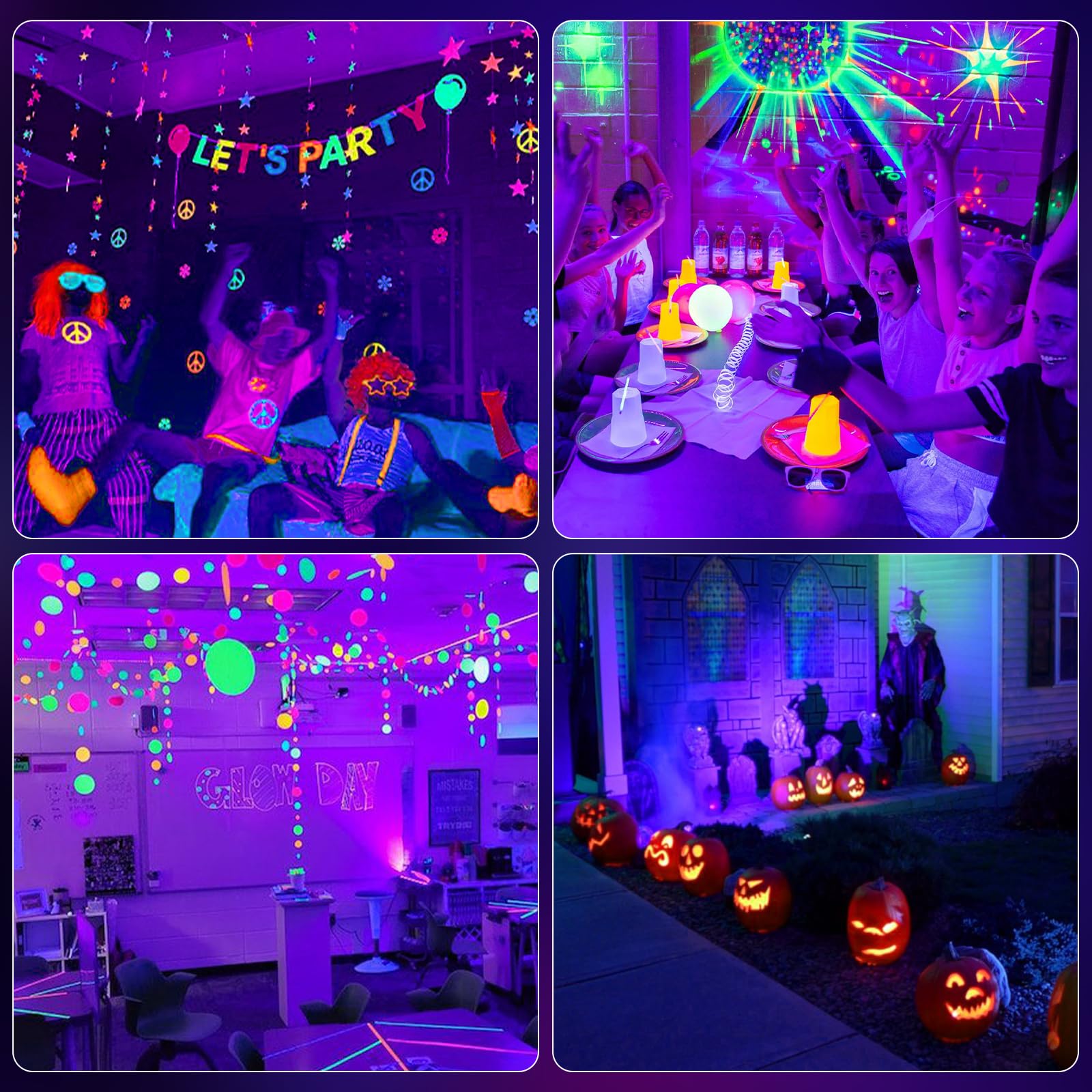 Lamvip 38W LED Black Light Bar - Blacklight for Glow Parties, Halloween, Stage Lighting, 22x22ft Coverage, Aluminum Construction