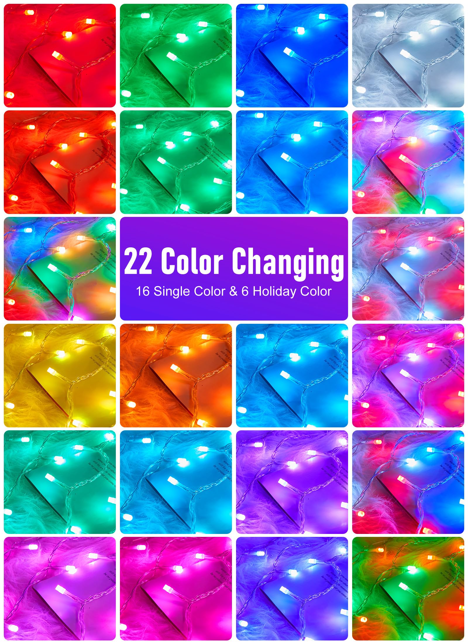Minetom Color Changing String Lights - 22 Colors 33FT 100 LED USB String Lights with Remote,Twinkle Fairy Lights Indoor with 12