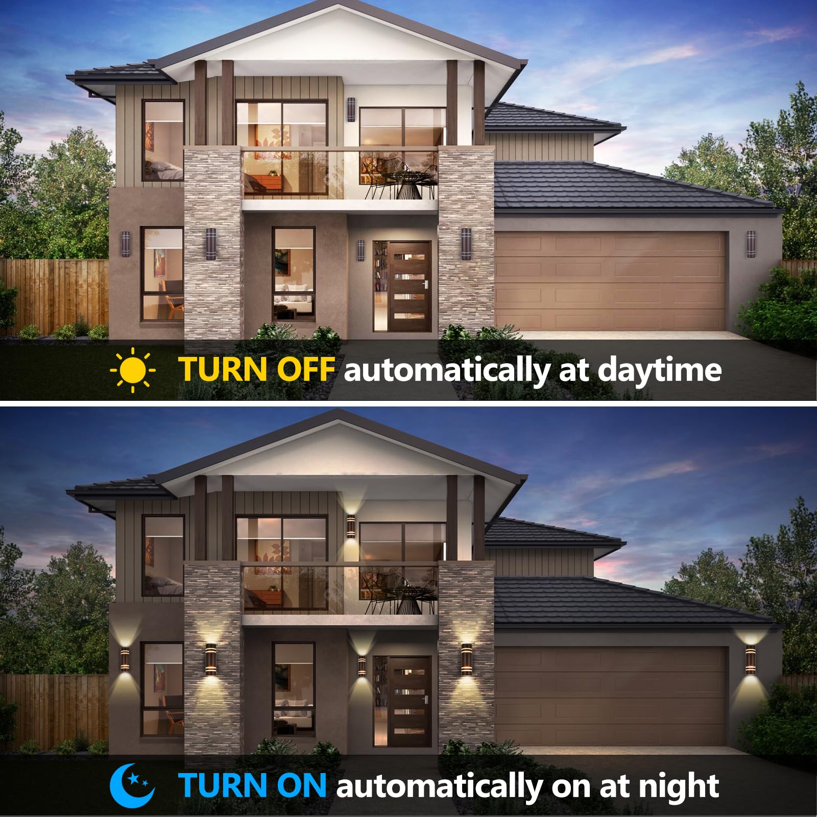 Housen Solutions Dusk to Dawn Outdoor Wall Lights, IP65 Waterproof, Aluminum Fixture, Oil Rubbed Bronze