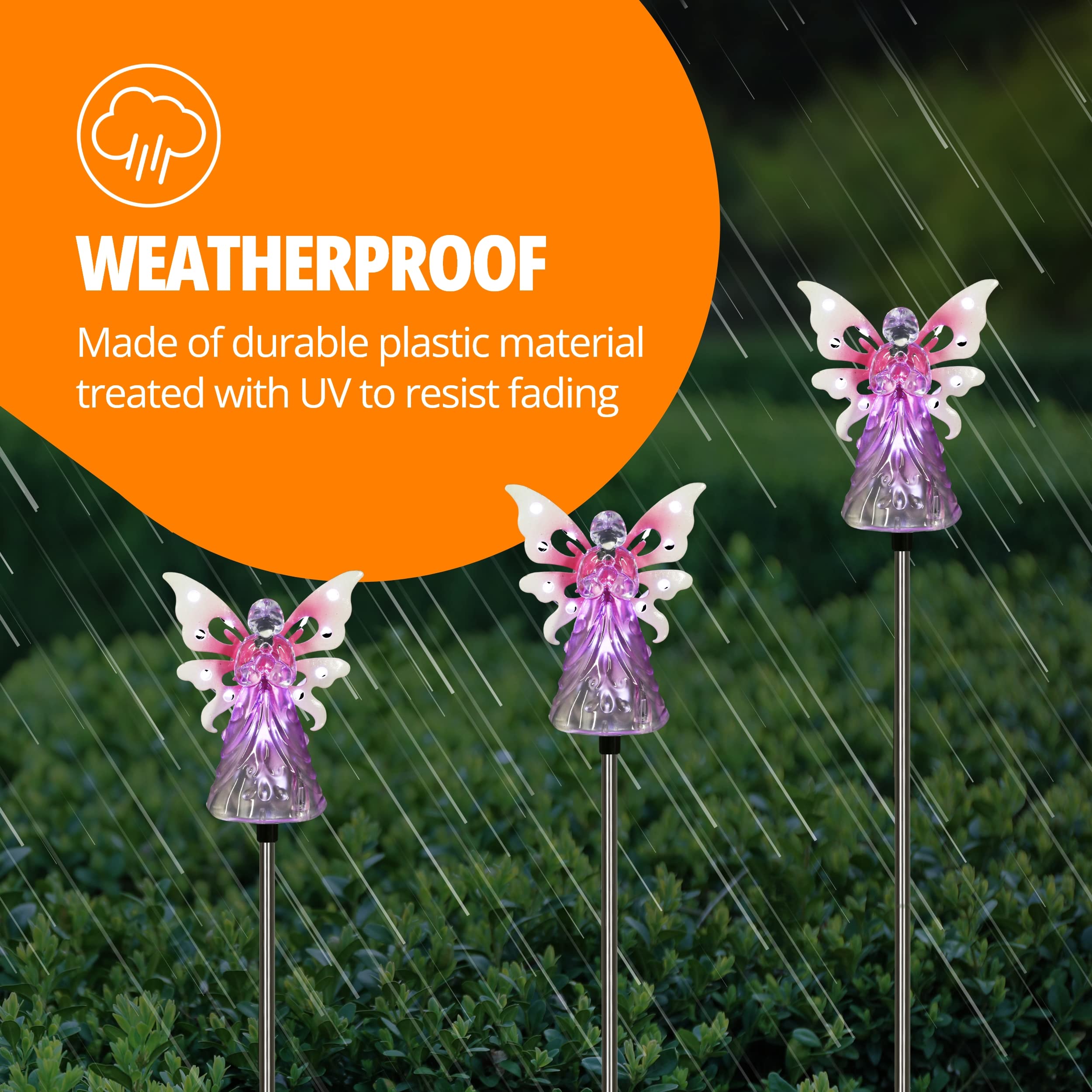 Exhart Garden Solar Lights Decorative Angel Stake 12 LEDs Small Pink 4 x 34 Inch Outdoor Living