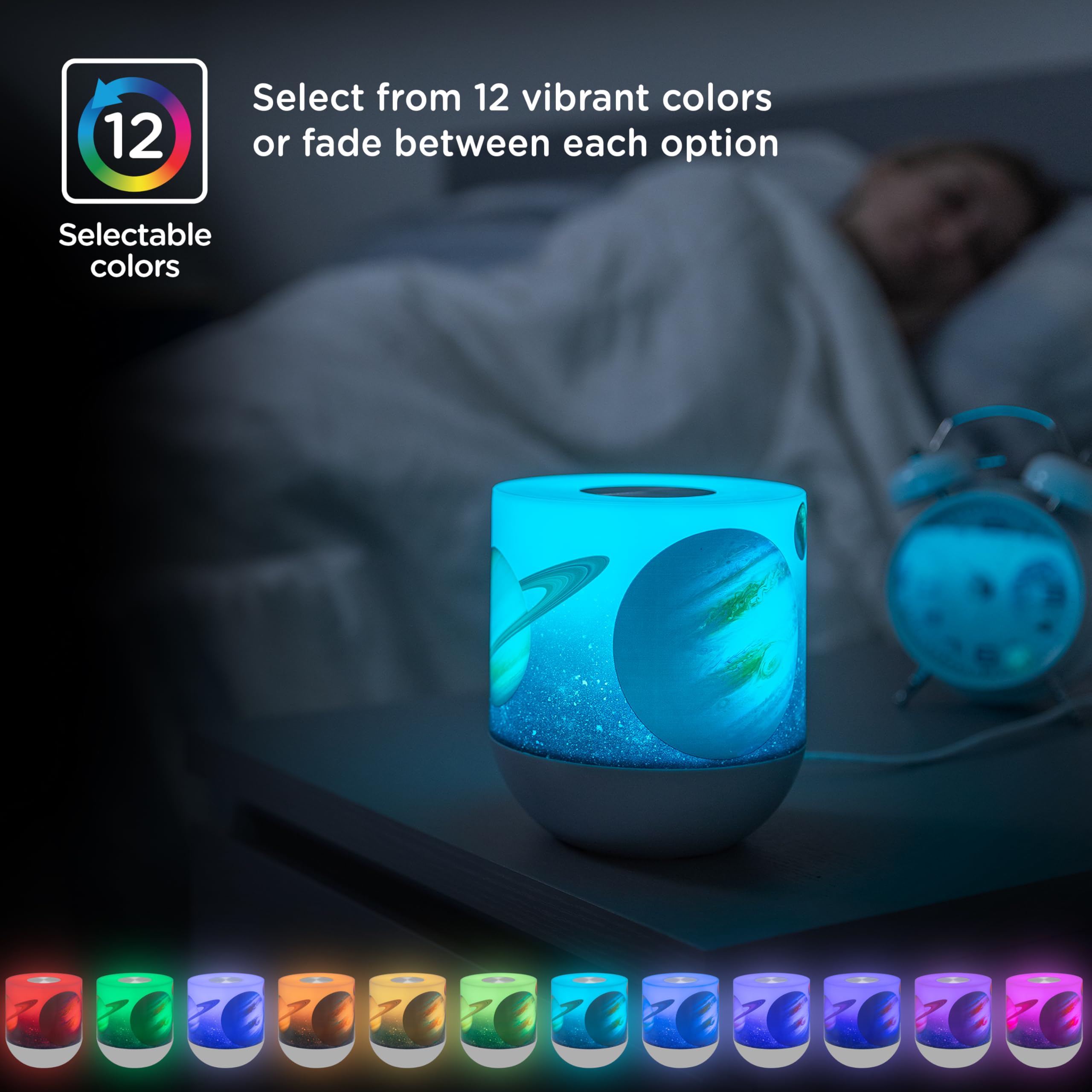Lights By Night Space And Planets Color-Changing Table Lamp,Galaxy Night Light, Touch/Tap Sensor Dimmable White Light Ideal For
