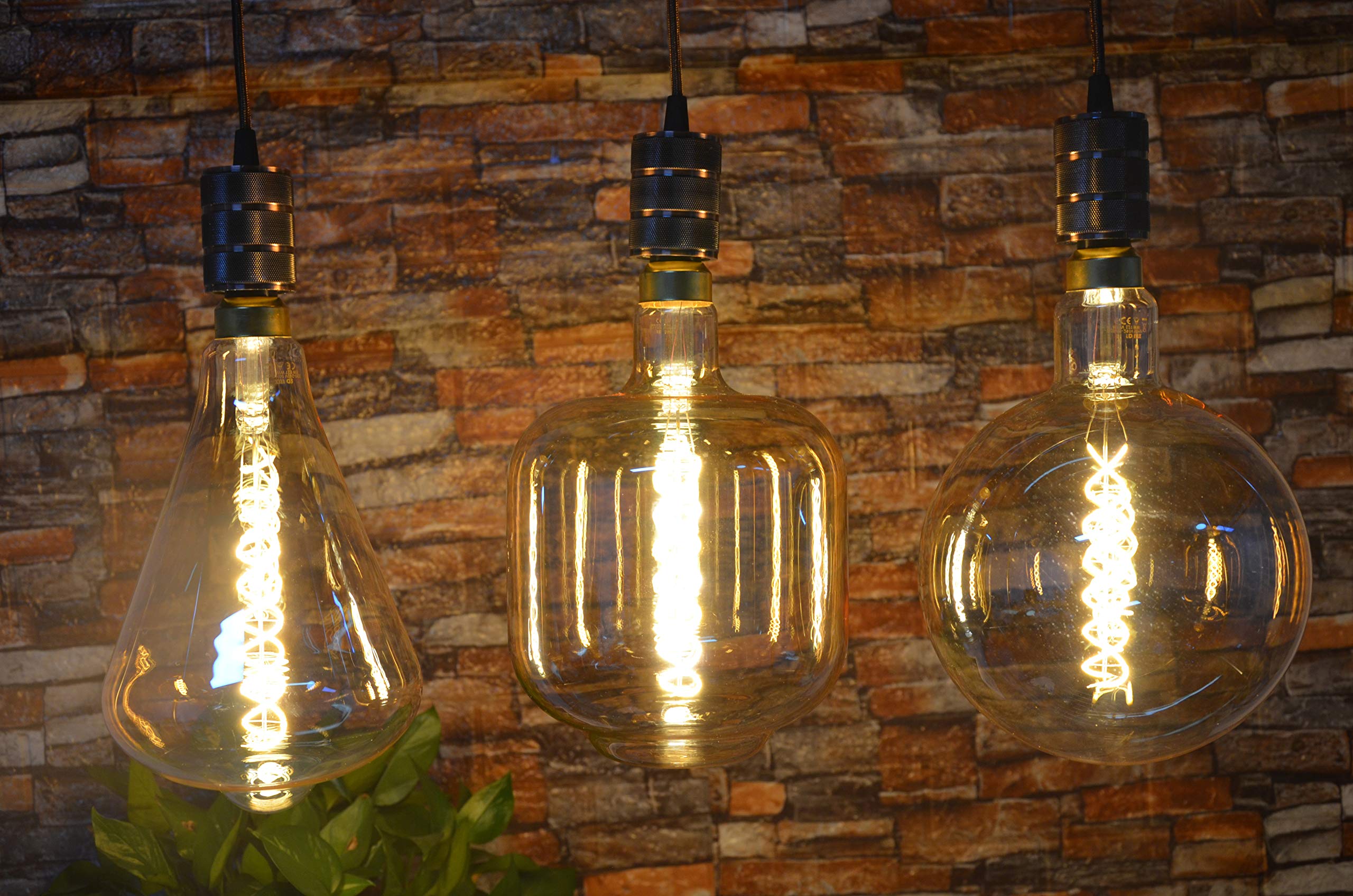 SD LUX Oversized Vintage LED Bulb 8W Dimmable 2200K Warm White Extra Large Glass Amber E26 Base Model FLBIG