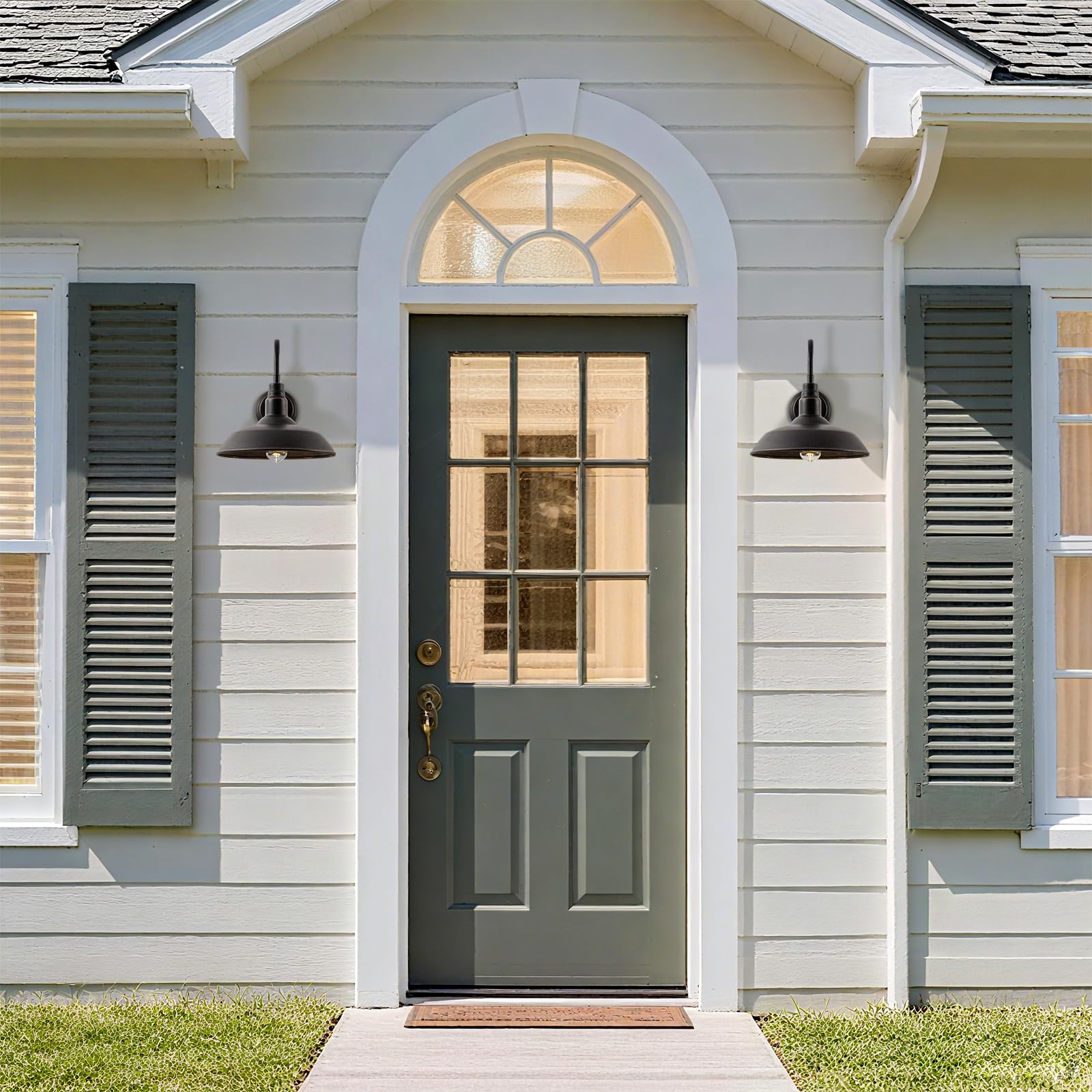 GOALPLUS Gooseneck Outdoor Light Fixture, 10" Dome, Bronze Metal, Model LM2201-BR-2P, 2 Pack Barn Light for Porch, Patio, Garage