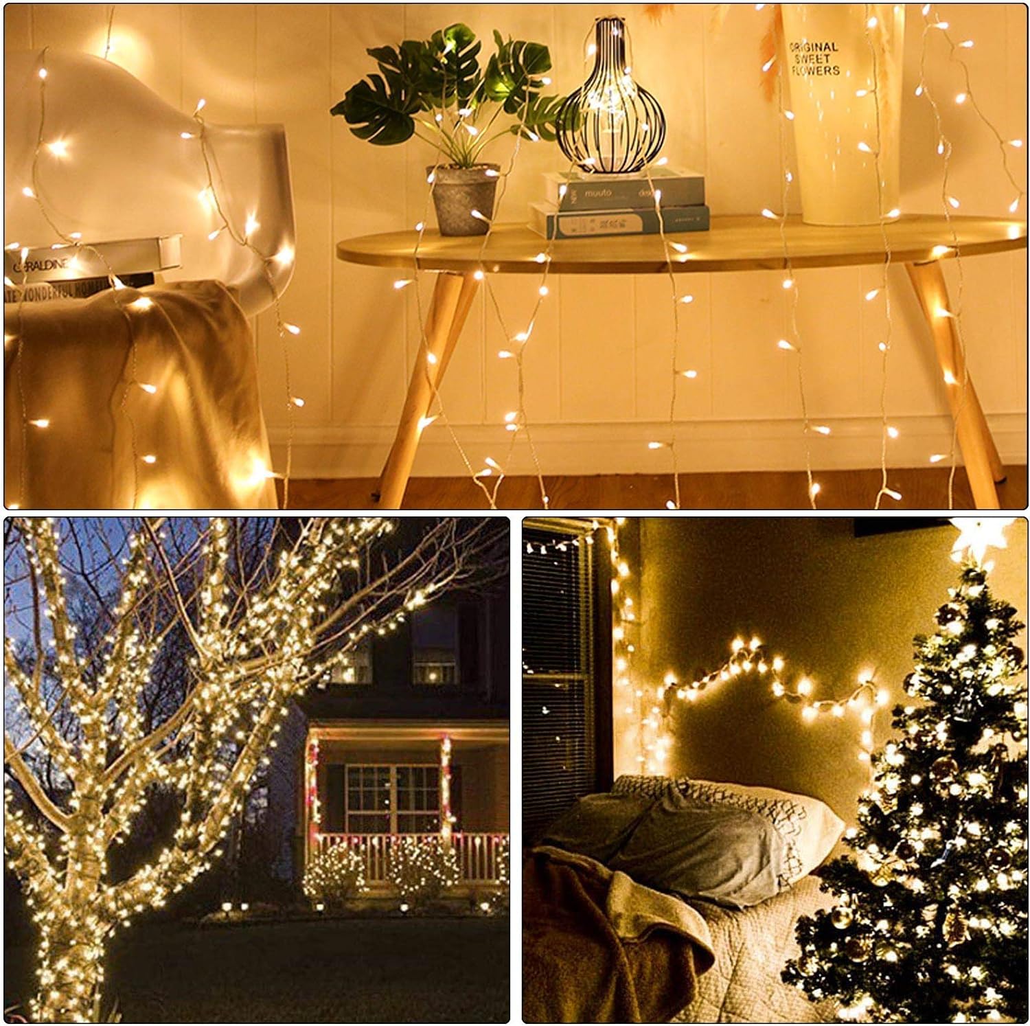 Illuminew 300 Led Warm White String Lights, 108Ft, 8 Modes For Christmas & Party Decor