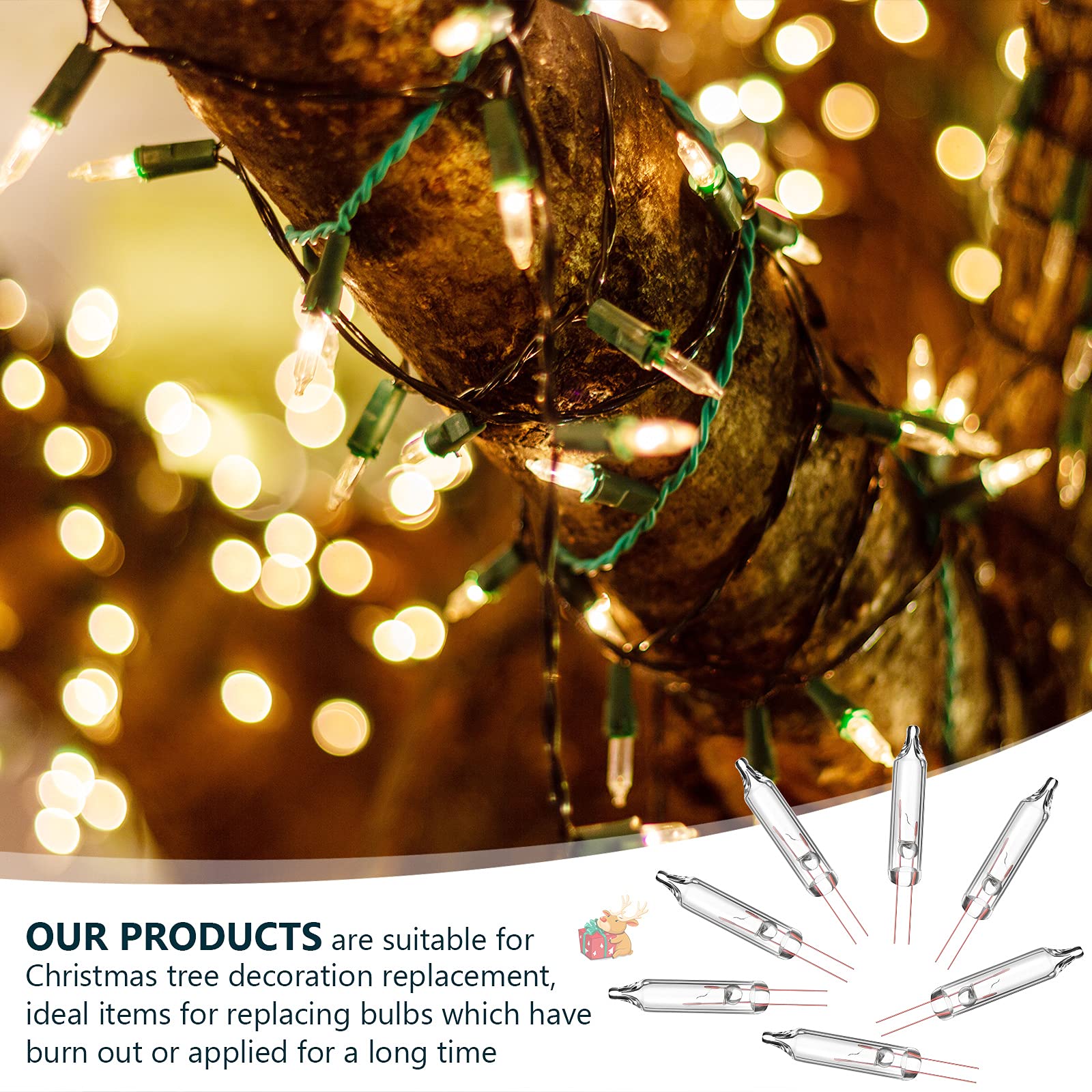 Mudder 1000 Pcs Mini Christmas 2.5 Volt Replacement Light Bulbs for Christmas Trees Decorative Light Supplies Indoor Outdoor Xma