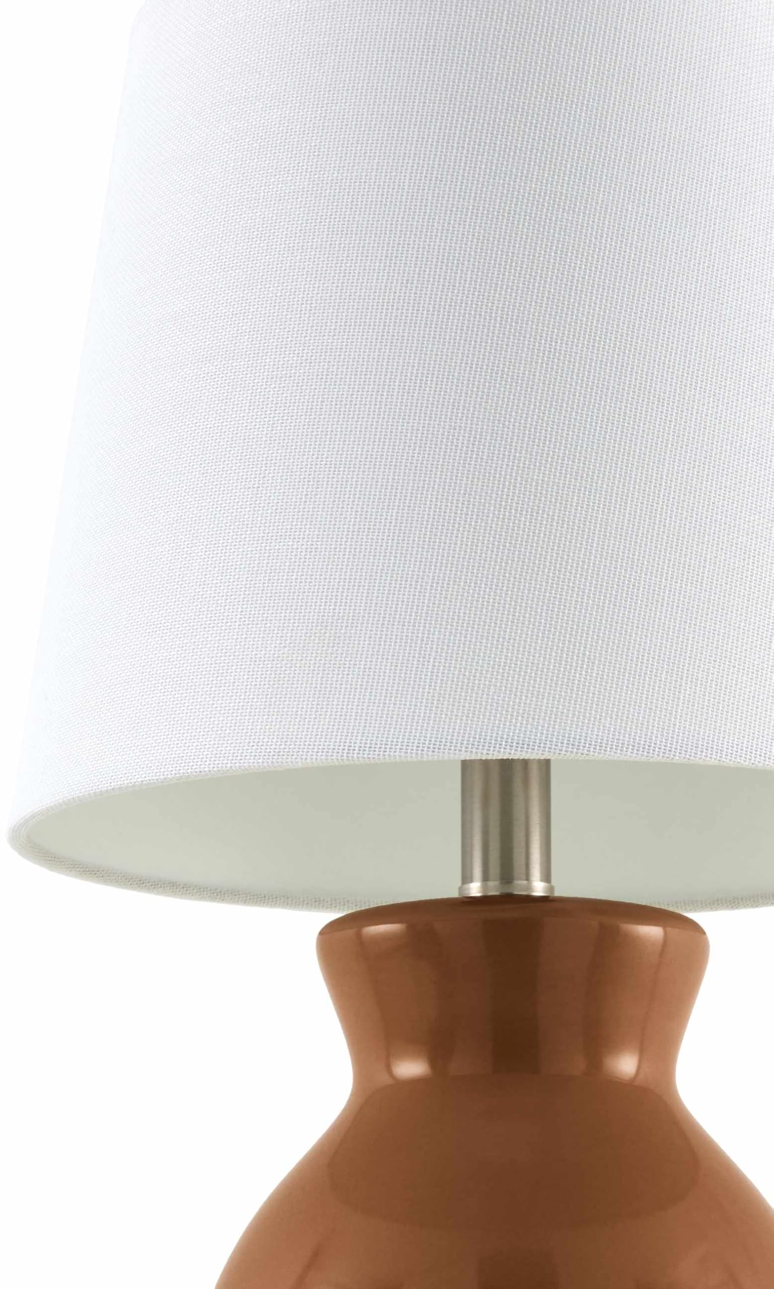 BoutiqueRugs Ceramic Bedside Table Lamp - 15inH x 8inW x 8inD - Tan, White - Model SPXZVA9-030 - Boho Style for Bedroom or Living