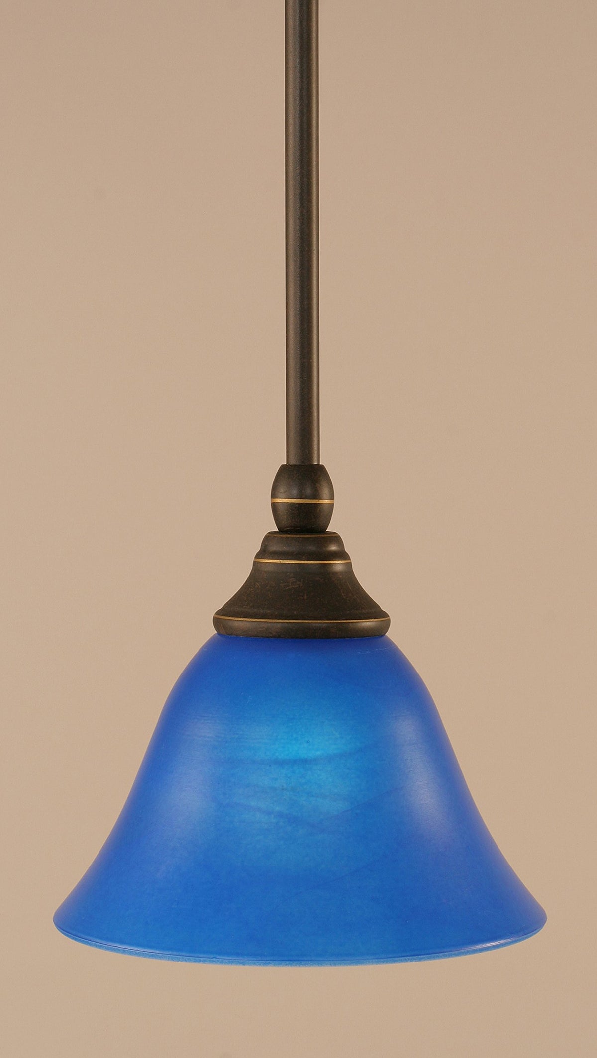 Toltec Lighting 23-Dg-4155 Stem Mini Pendant With Hang Straight Swivel With 7&quot; Blue Italian Glass, Dark Granite Finish