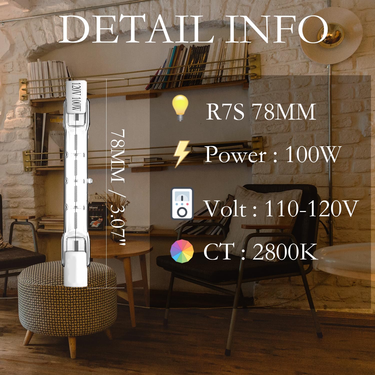 R7S Bulbs 100W, T3 100W 2 Pack Halogen Light Bulbs R7S,T3 Jtype Halogen Bulbs, Halogen Bulb Replacement For Work Security Landsc