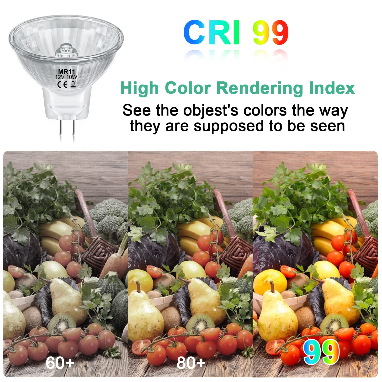 DUMILOO MR11 Halogen Light Bulbs 12V 10W Dimmable GU4 Bi-Pin Warm White Glass 2 Pack