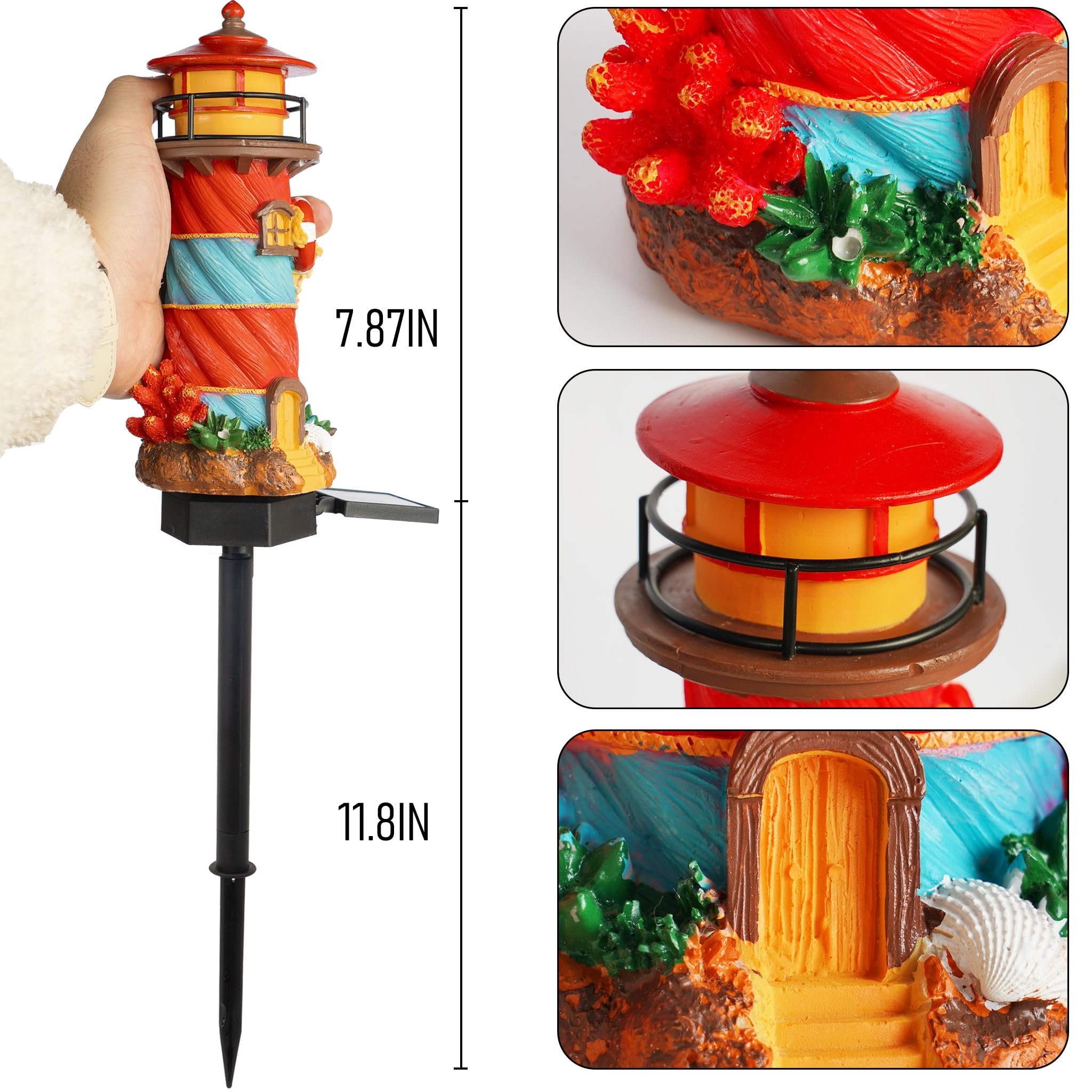 Dazzle Bright Miniature Lighthouse Pathway Decorative Lights, Solar Lights Outdoor Miniature Lighthouse Waterproof Garden Stake