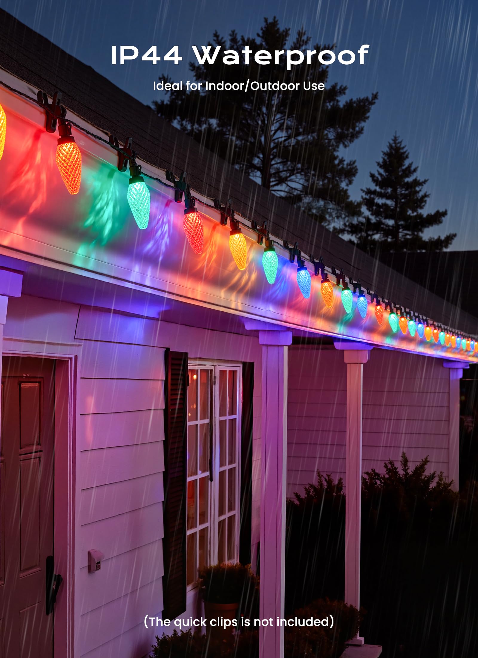 C9 Christmas Lights Outdoor  66 Ft 100 Led Connectable C9 String Lights With 8 Modes And Timer Extendable Xmas Tree Patio Roofline Garden Yard Holiday Party Indoor Outdoor Decoration  Multicolor
