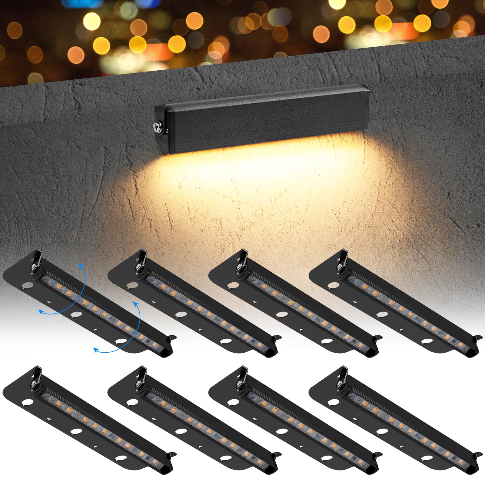 Kwinmyso 8-Packs 3W 7 Inch Led Hardscape Paver Lighting,12V Ac/Dc Low Voltage Retaining Wall Lights,Led Landscape Lighting,2700K Soft White Outdoor Step Light,50,000 Hours Lifespan-Black