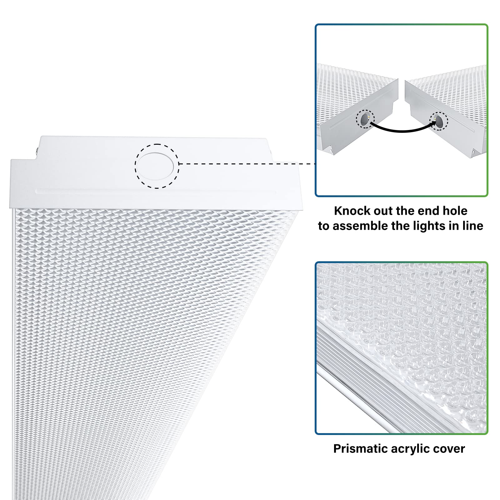 Antlux 4Ft Led Wraparound 40W Shop Lights For Garage, 4400Lm, 5000K, 4 Foot Crystal Led Wrap Light, 48 Inch Integrated Linear Strip Flush Mount Office Workshop Ceiling Lighting Fixture, 4 Pack