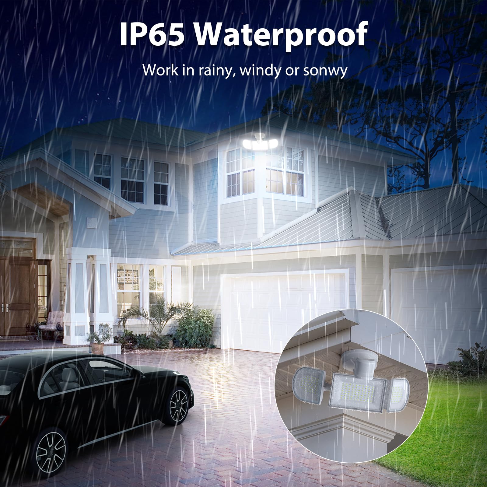 Imaihom 150W Motion Sensor Outdoor Lights  15000Lm Led Security Lights Motion Sensor Light Outdoor  3 Adjustable Heads Led Flood Light  Group Remote Control  3 Mode Ip65 Floodlight For Yard(White)